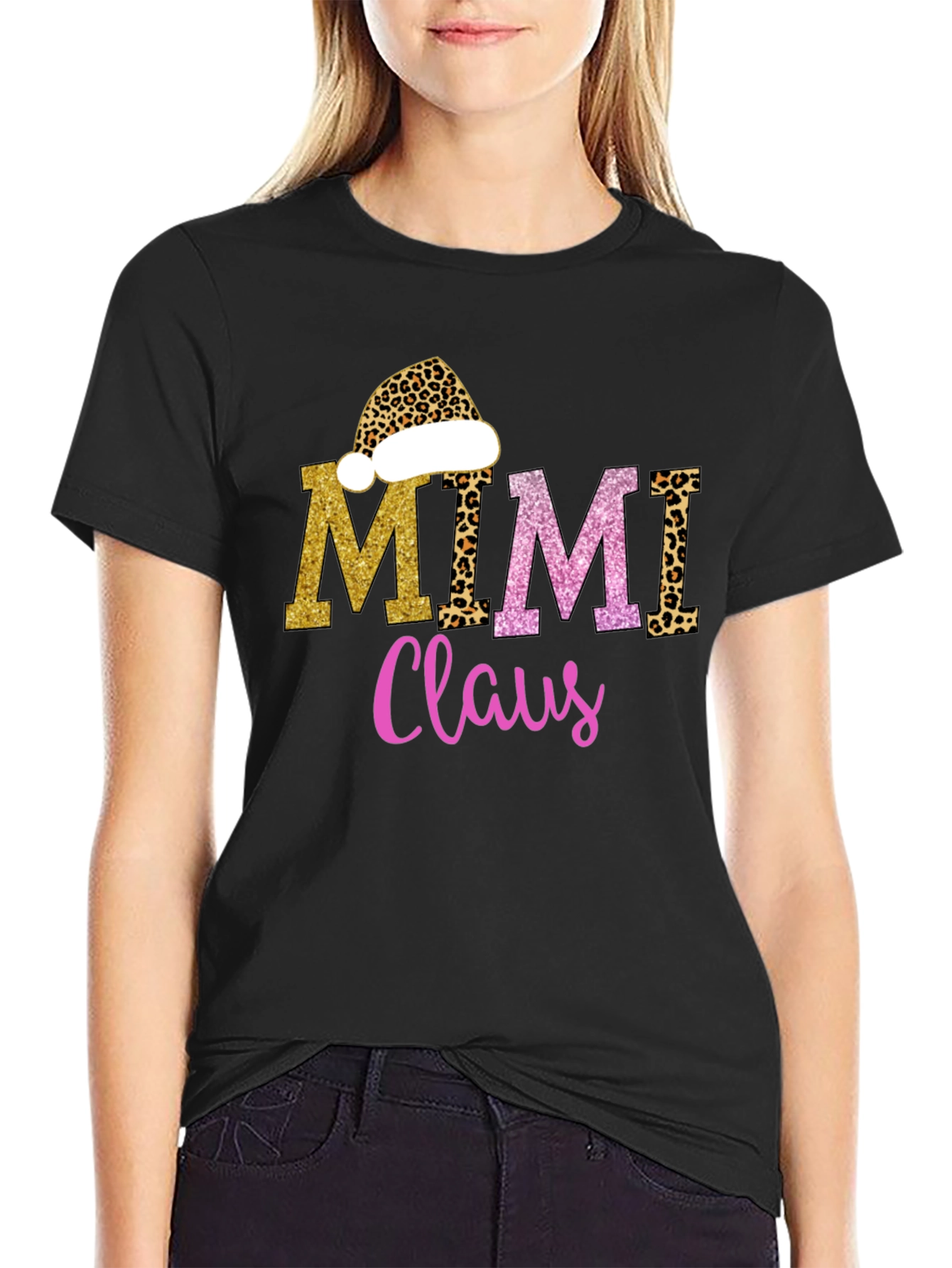 Mimi Claus T-Shirt - Leopard Print Holiday Tee