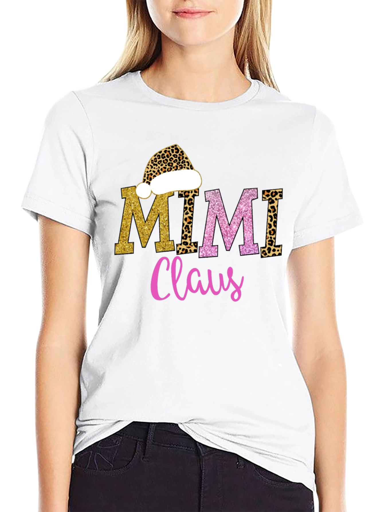 Mimi Claus T-Shirt - Leopard Print Holiday Tee