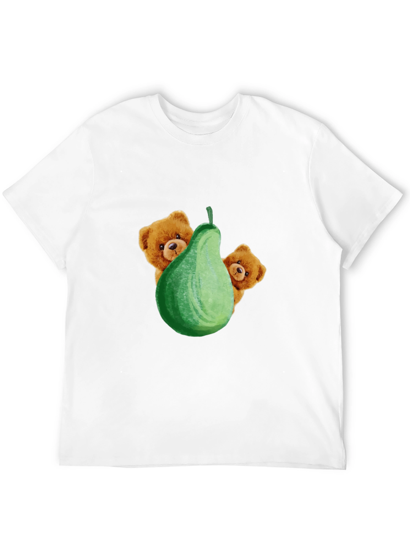 Cute Bear & Pear Black Graphic Tee