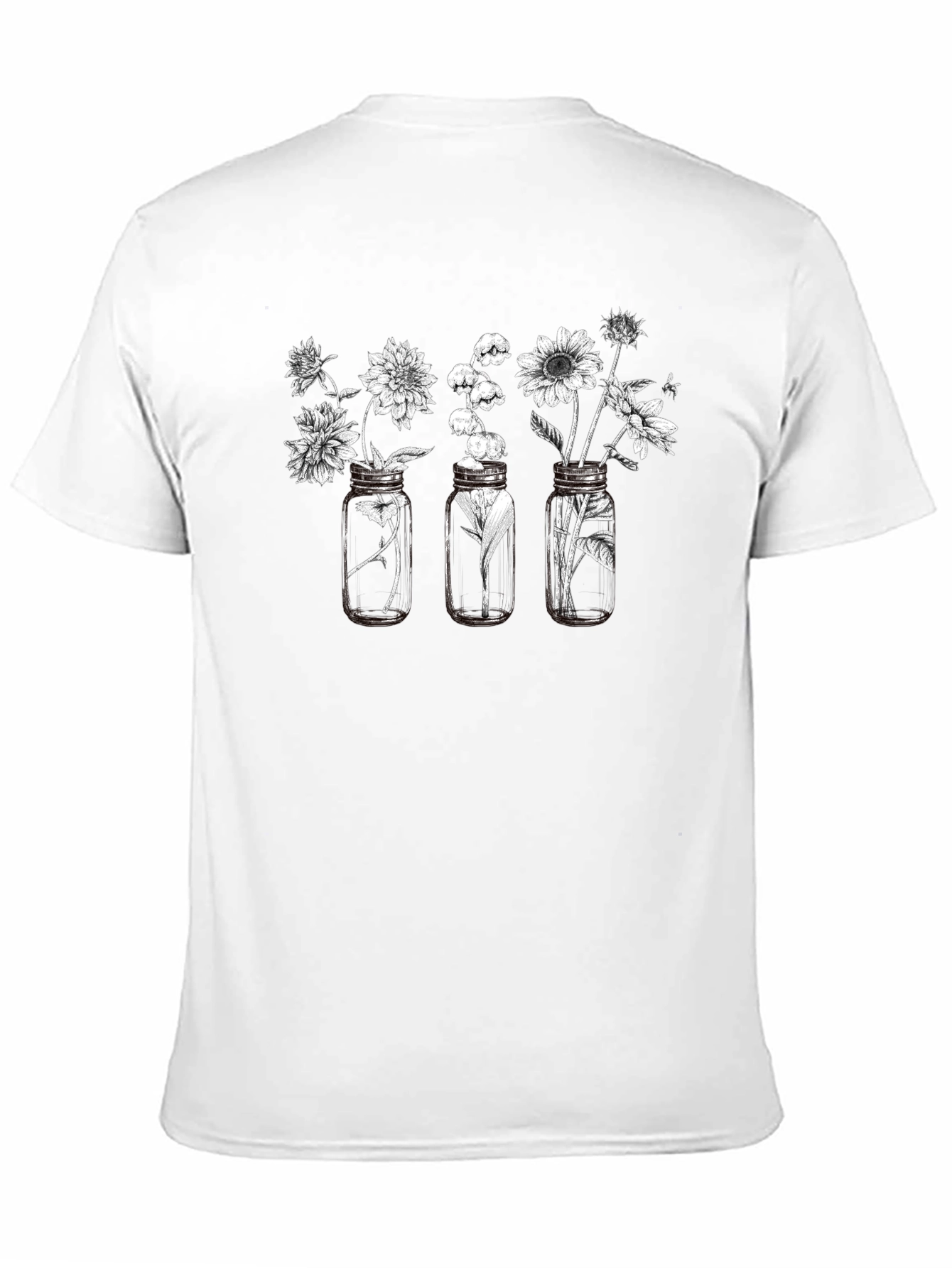 Floral Jars Graphic T-Shirt - Black Casual Wear