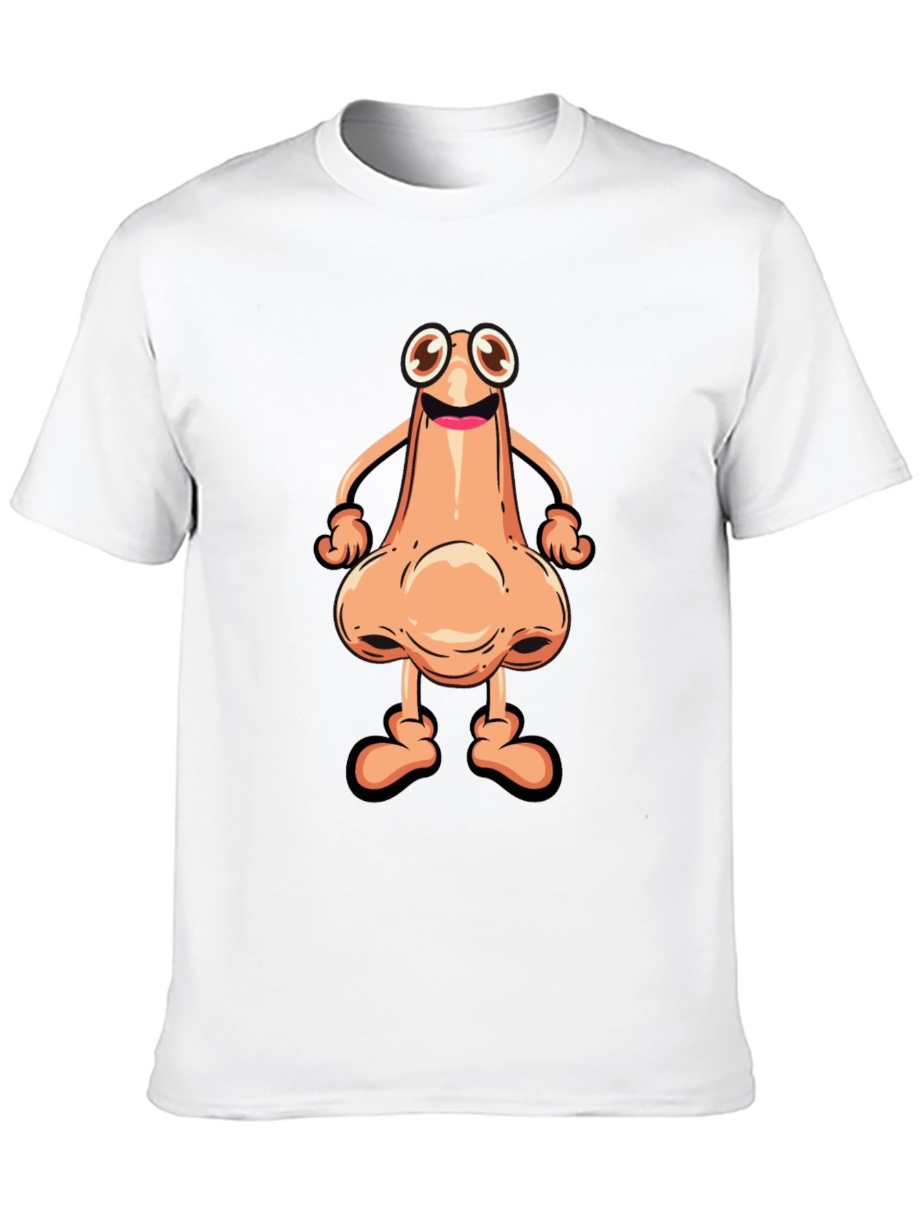 Funny Cartoon Nose Character Black T-Shirt
