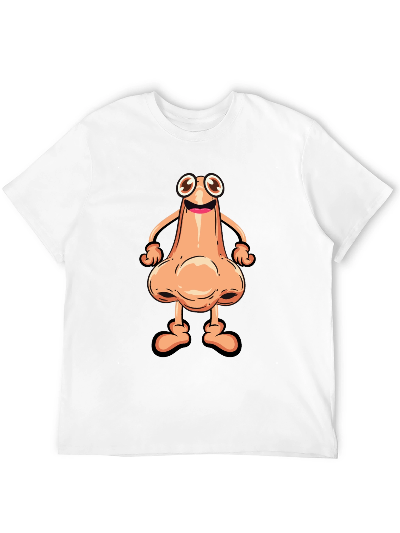 Funny Cartoon Nose Character Black T-Shirt