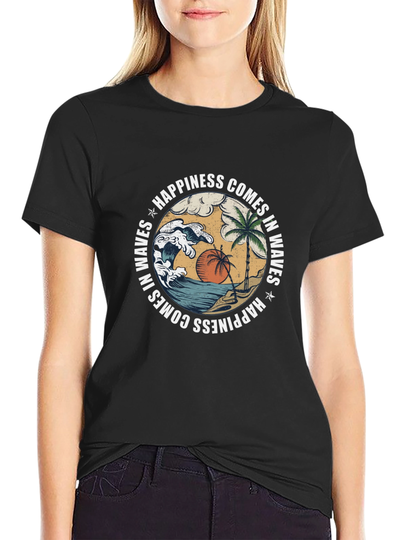 Happiness Comes in Waves Graphic T-Shirt