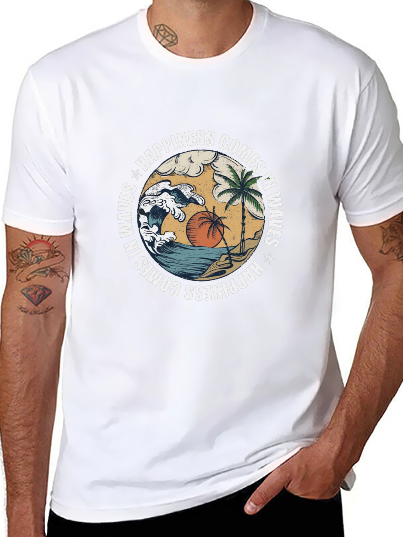 Happiness Comes in Waves Graphic T-Shirt