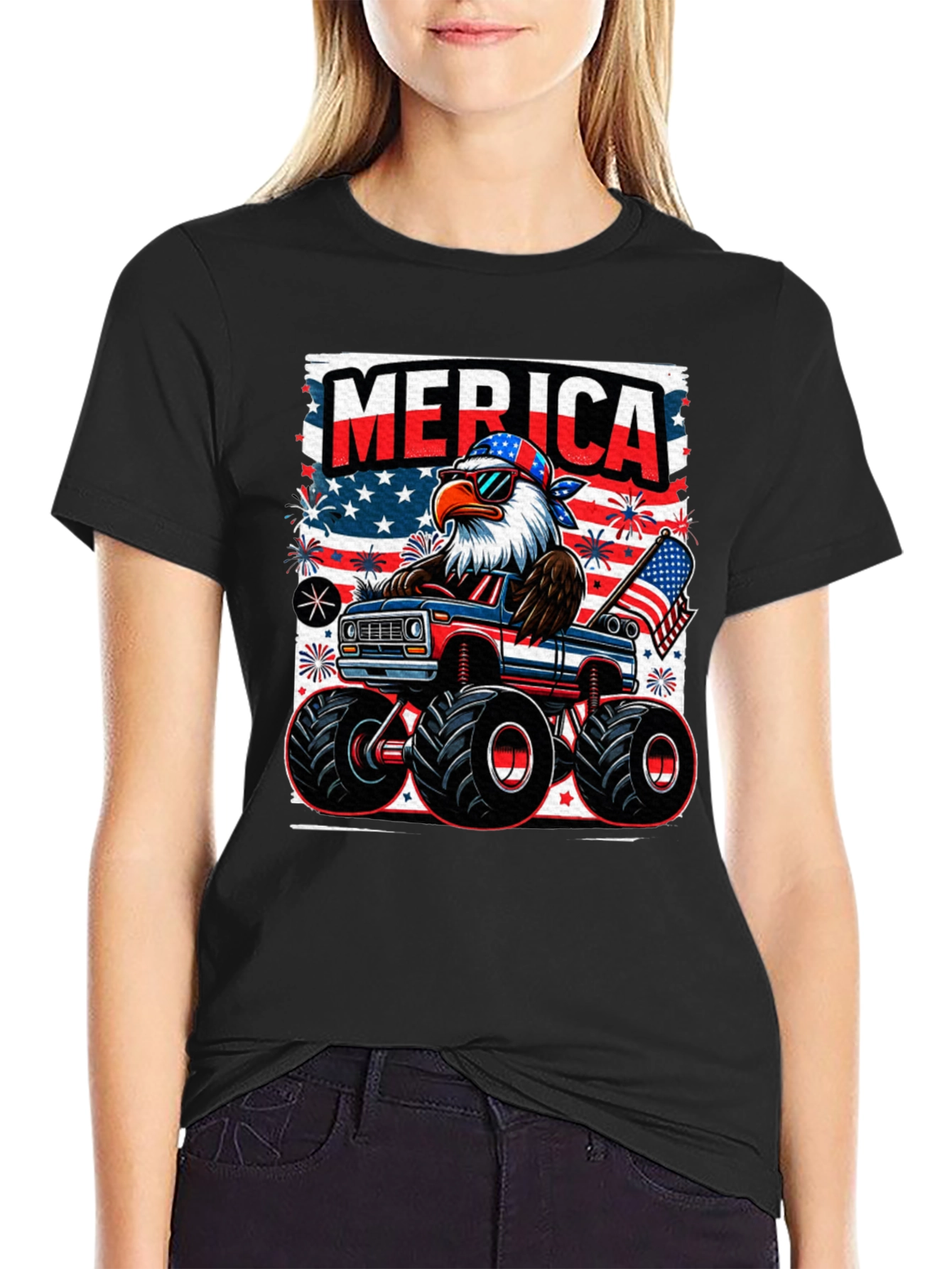 Patriotic Eagle Monster Truck T-Shirt