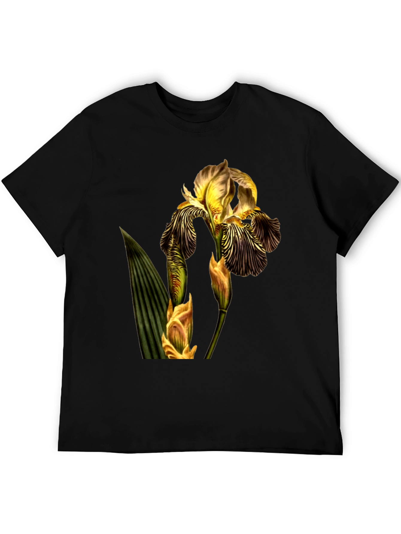 Floral Iris Graphic Print Black T-Shirt