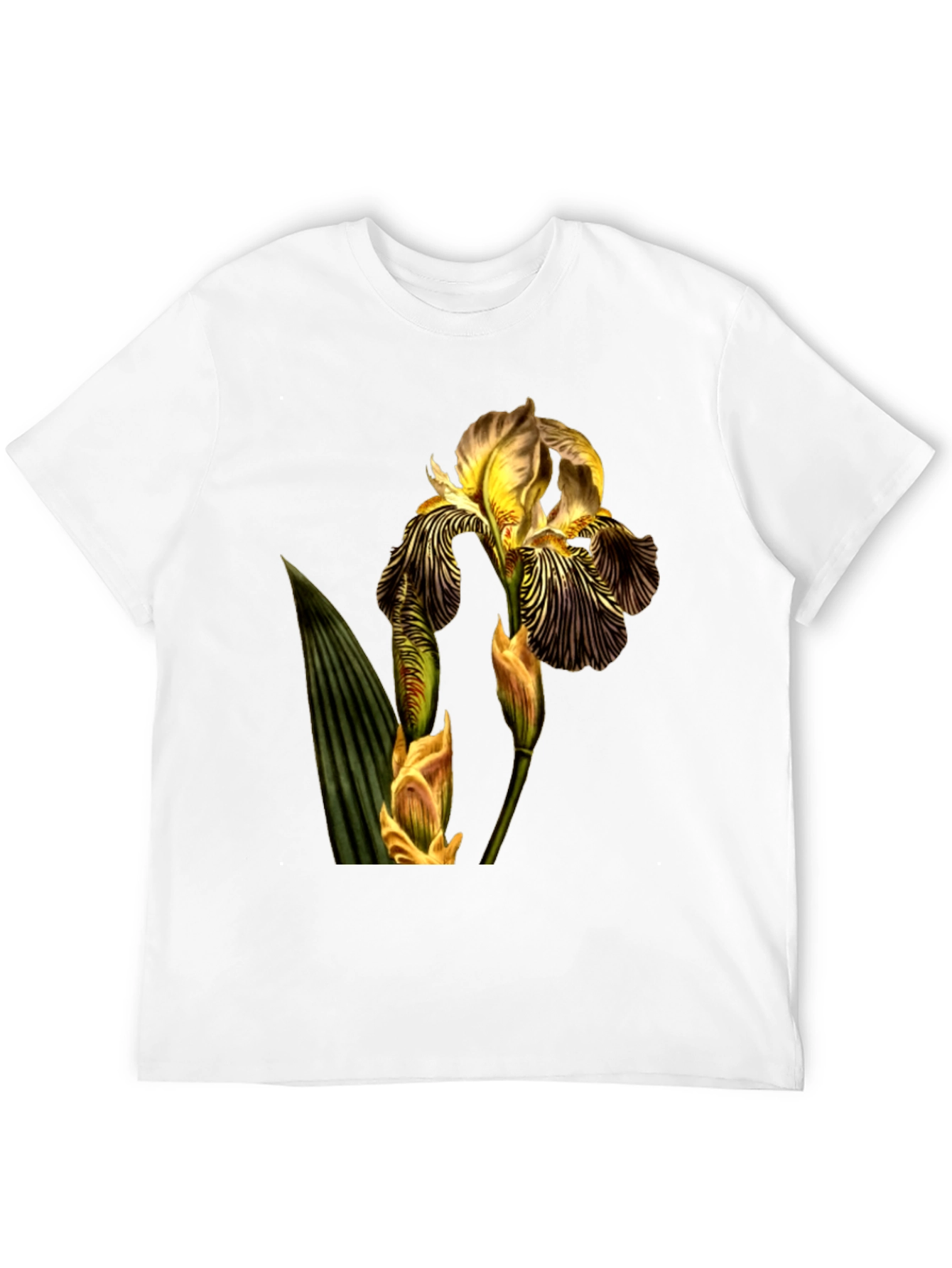 Floral Iris Graphic Print Black T-Shirt