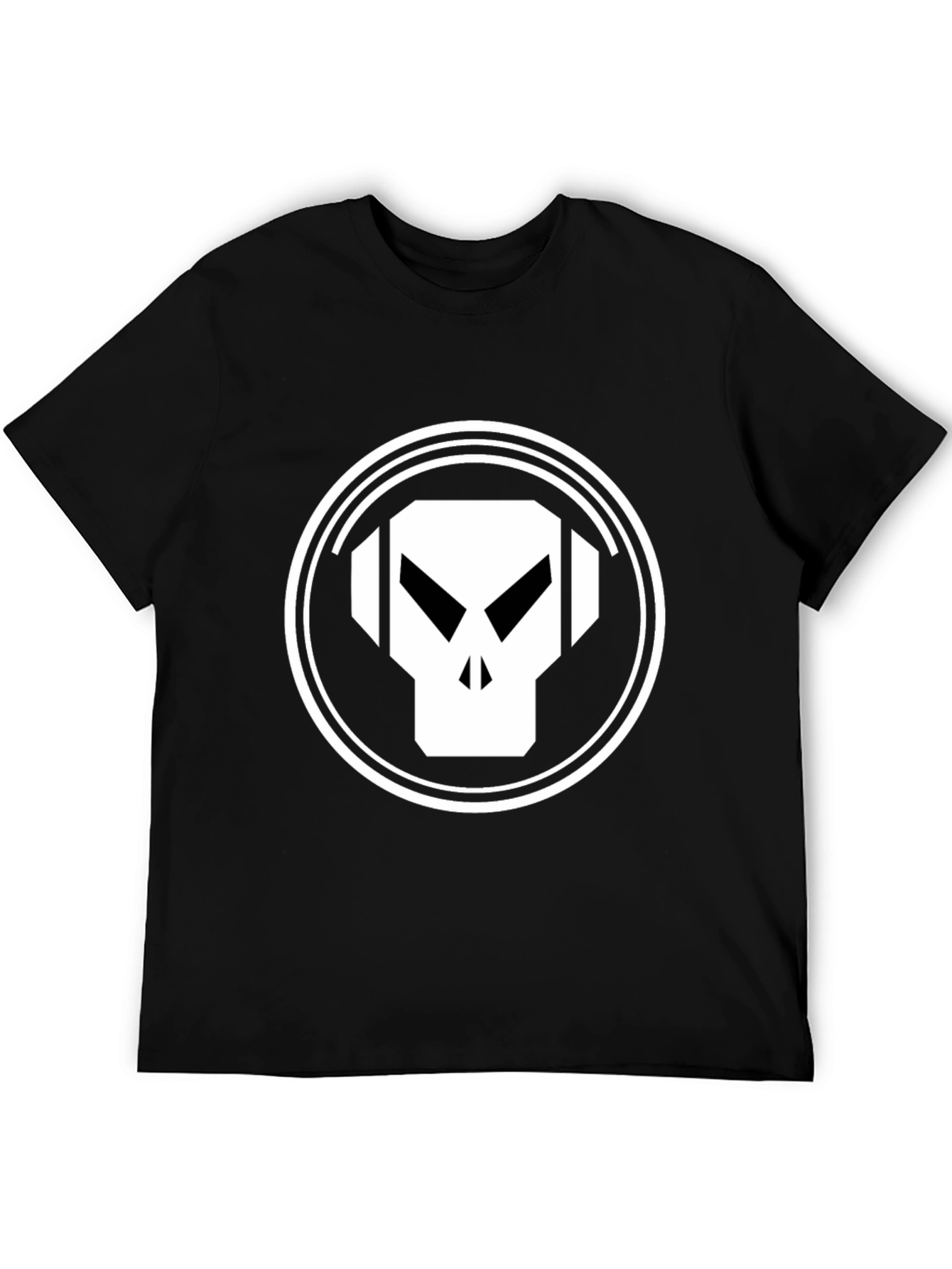 Skull Headphones Graphic Tee - Black Cotton Blend