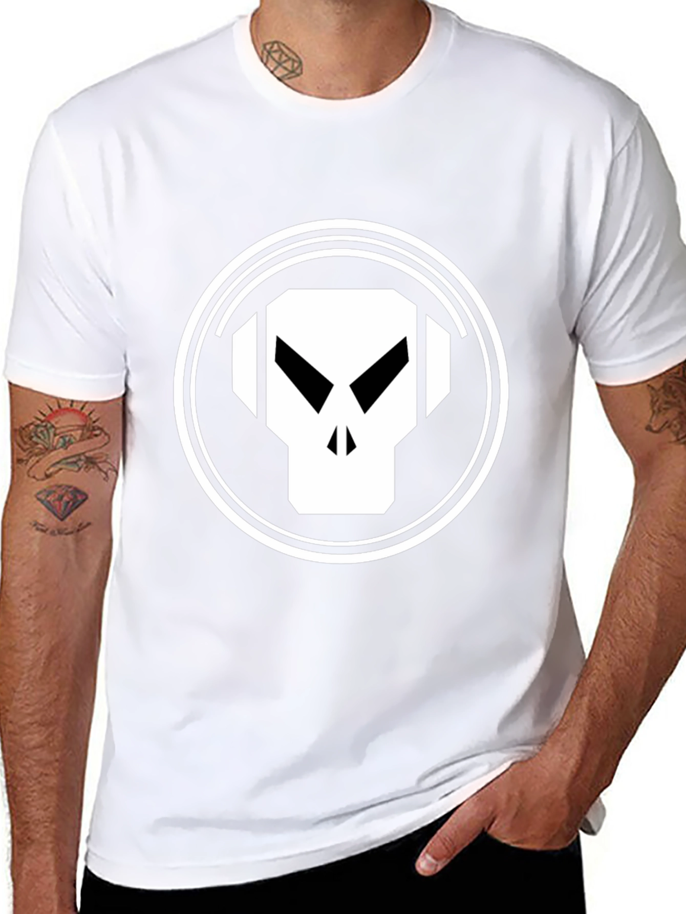 Skull Headphones Graphic Tee - Black Cotton Blend