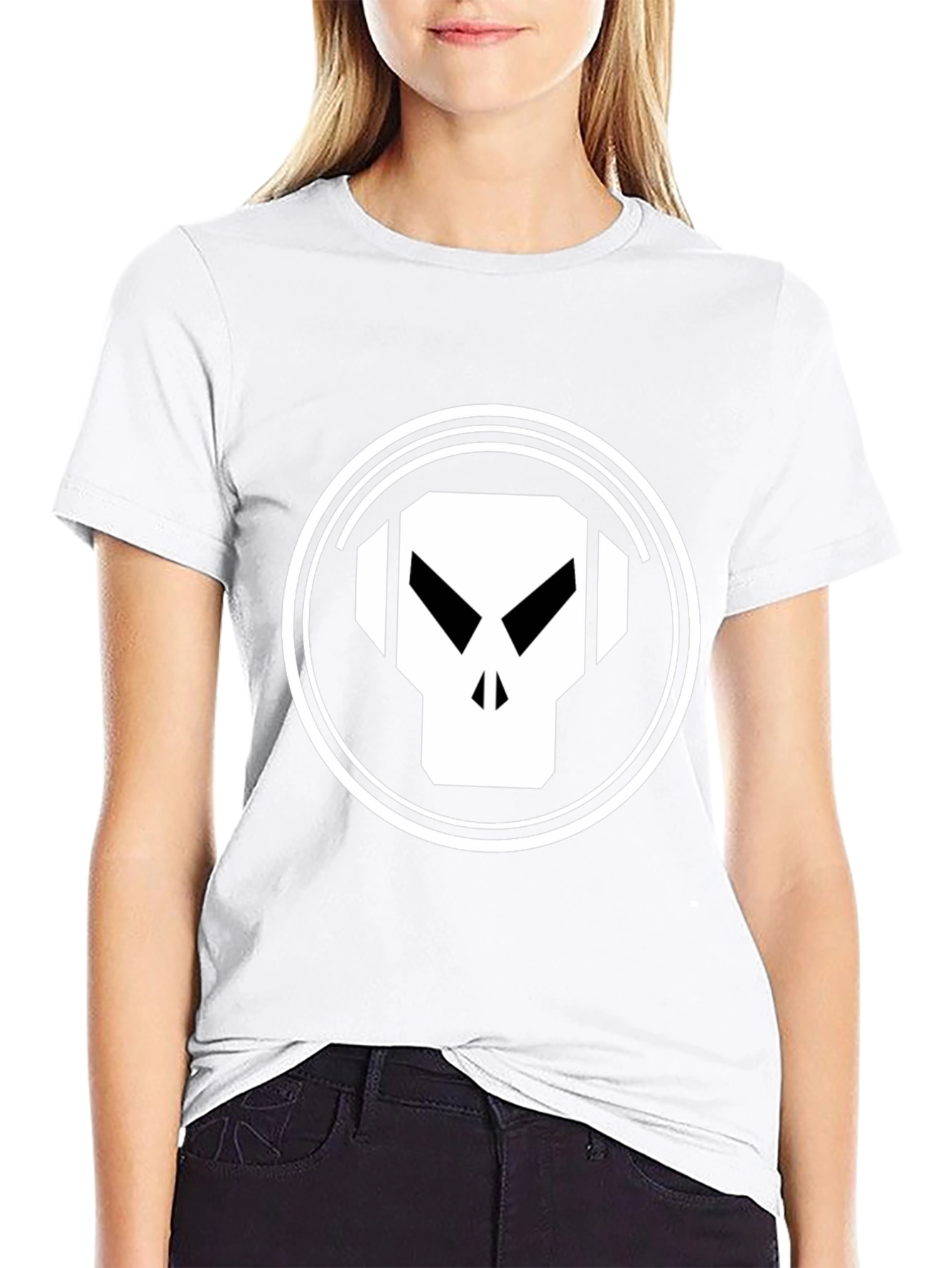 Skull Headphones Graphic Tee - Black Cotton Blend