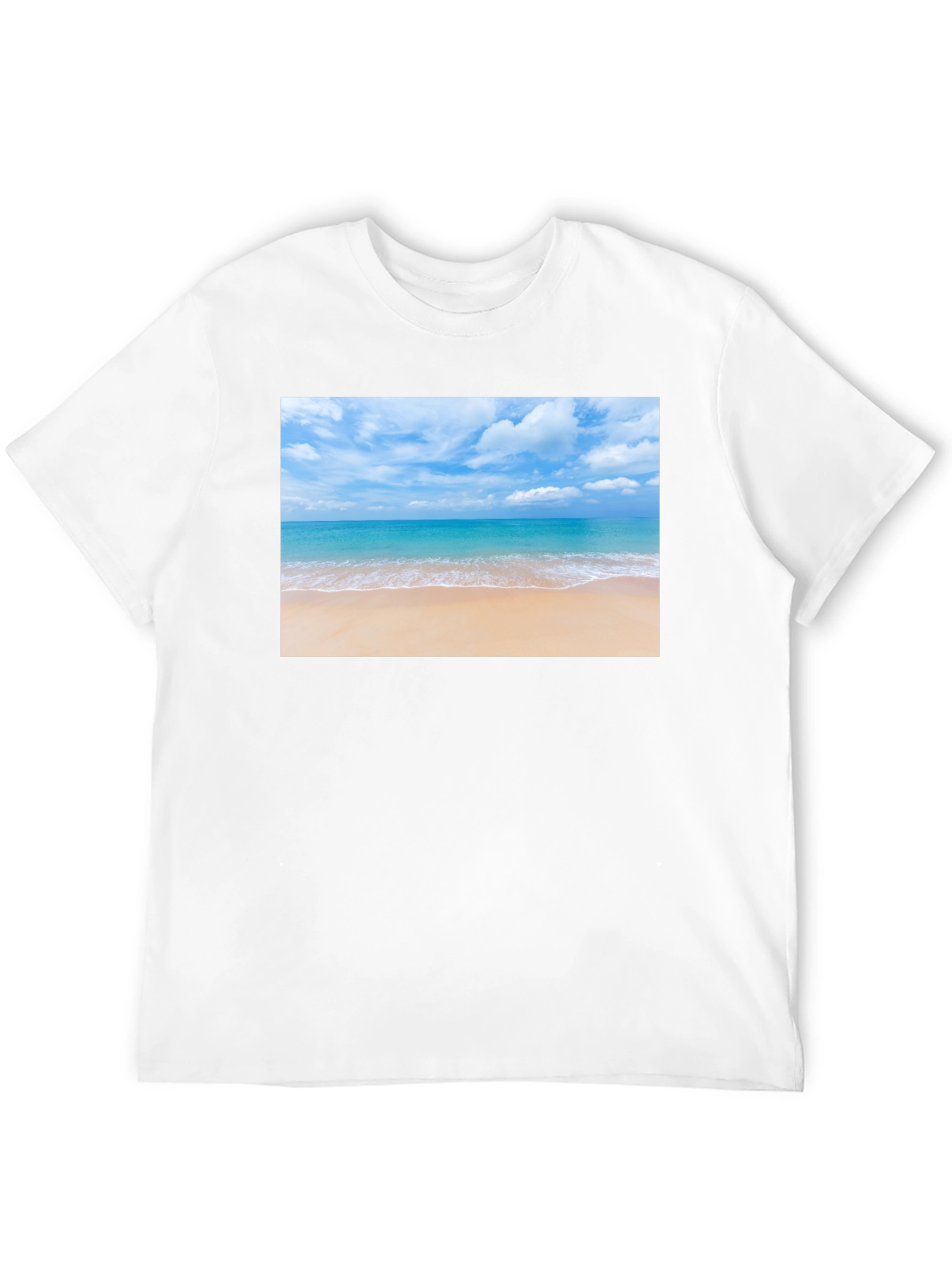 Beach Scene Graphic Tee - Black Cotton T-Shirt
