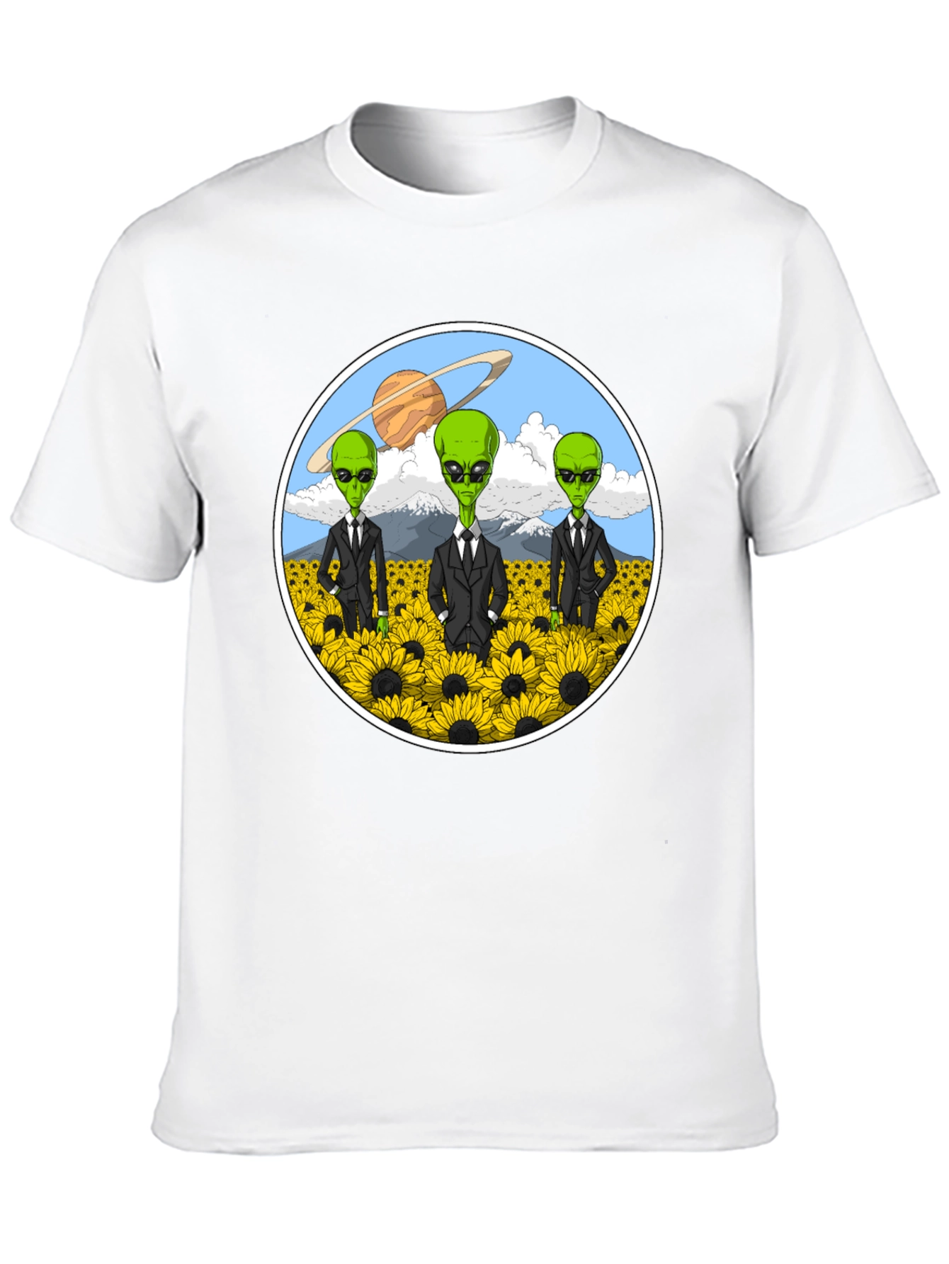 Alien Sunflower Field Graphic T-Shirt