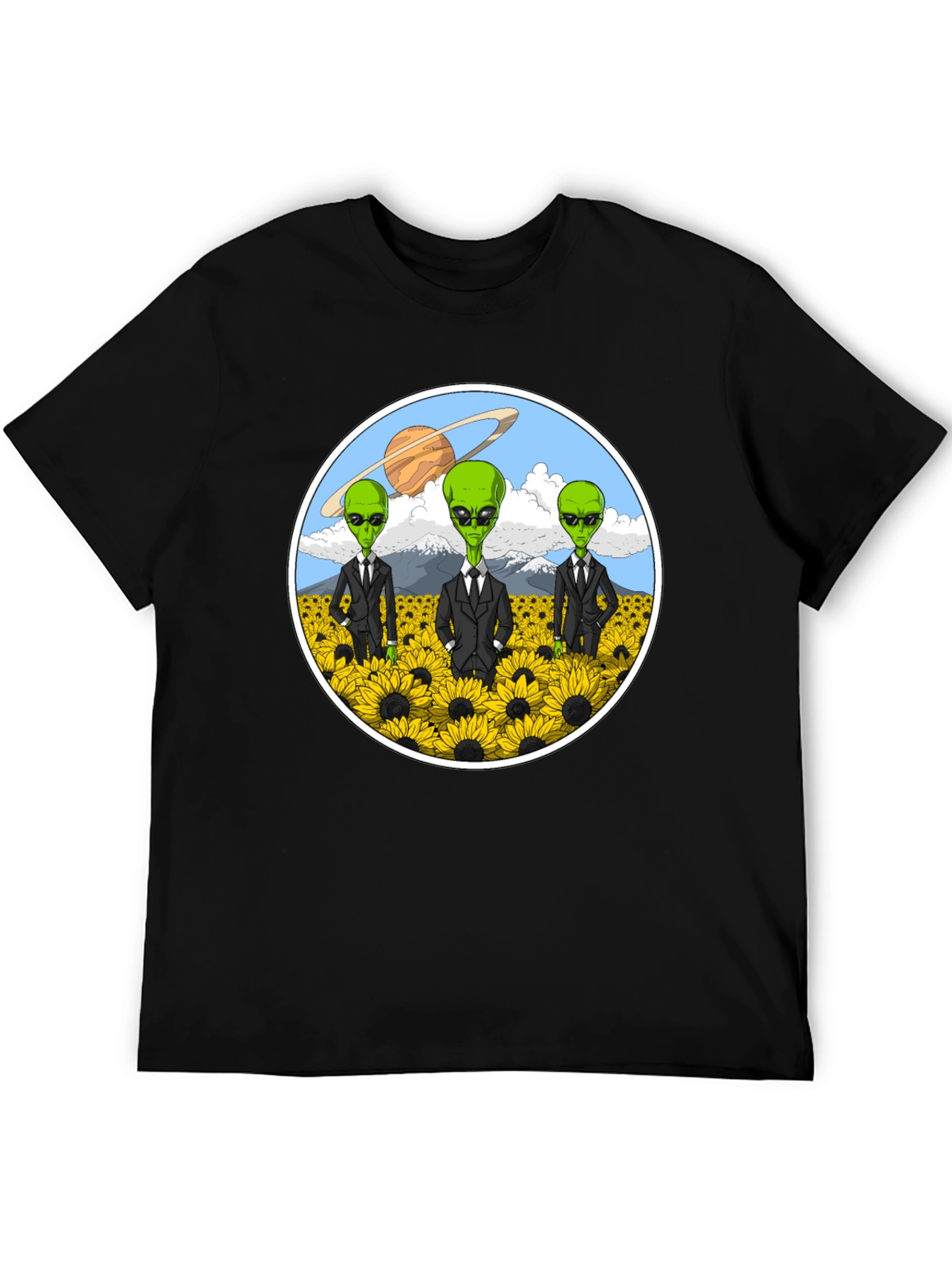 Alien Sunflower Field Graphic T-Shirt