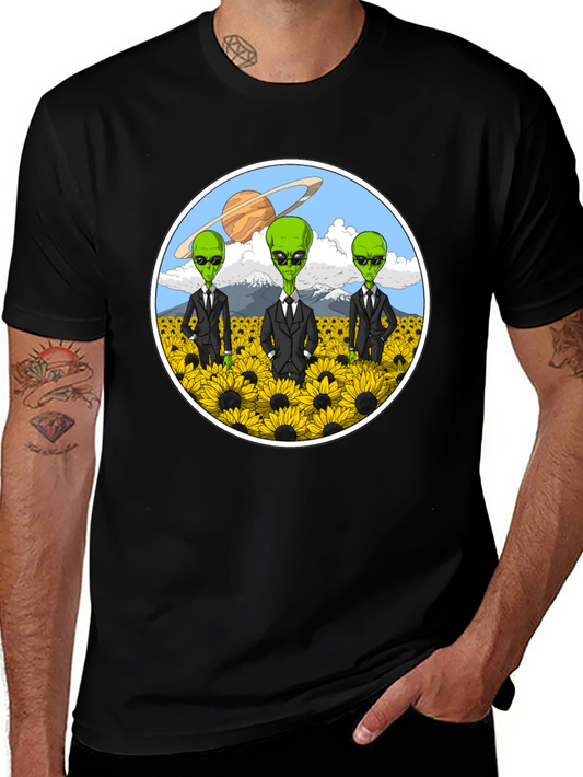 Alien Sunflower Field Graphic T-Shirt