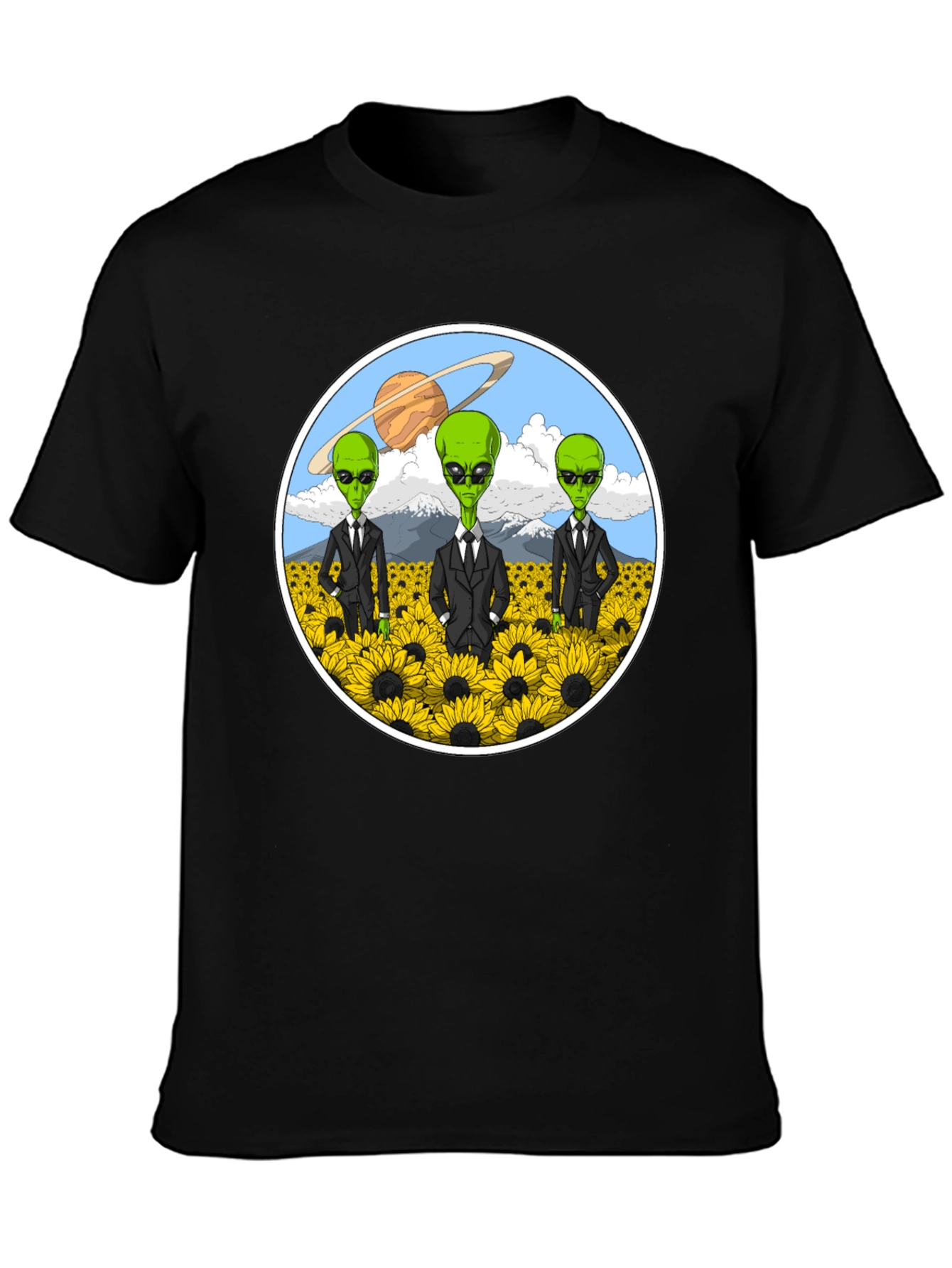 Alien Sunflower Field Graphic T-Shirt