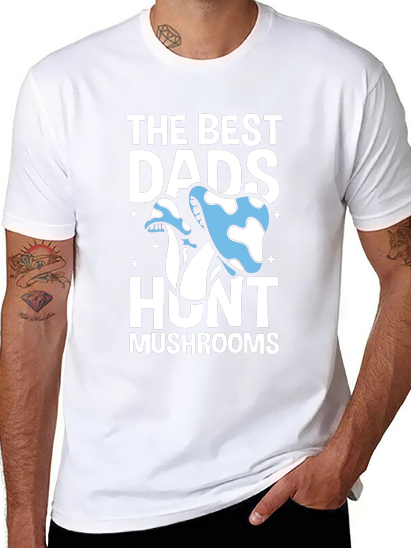 The Best Dads Hunt Mushrooms Black T-Shirt