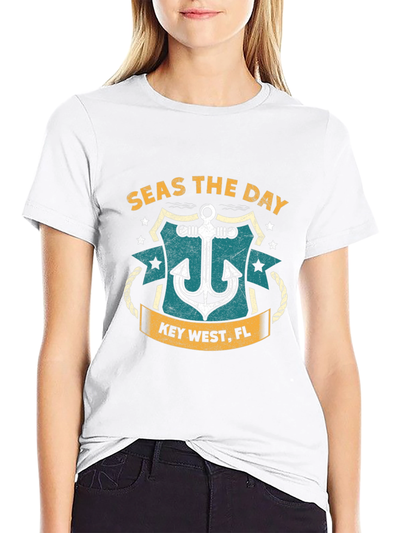 Seas The Day Anchor Graphic T-Shirt