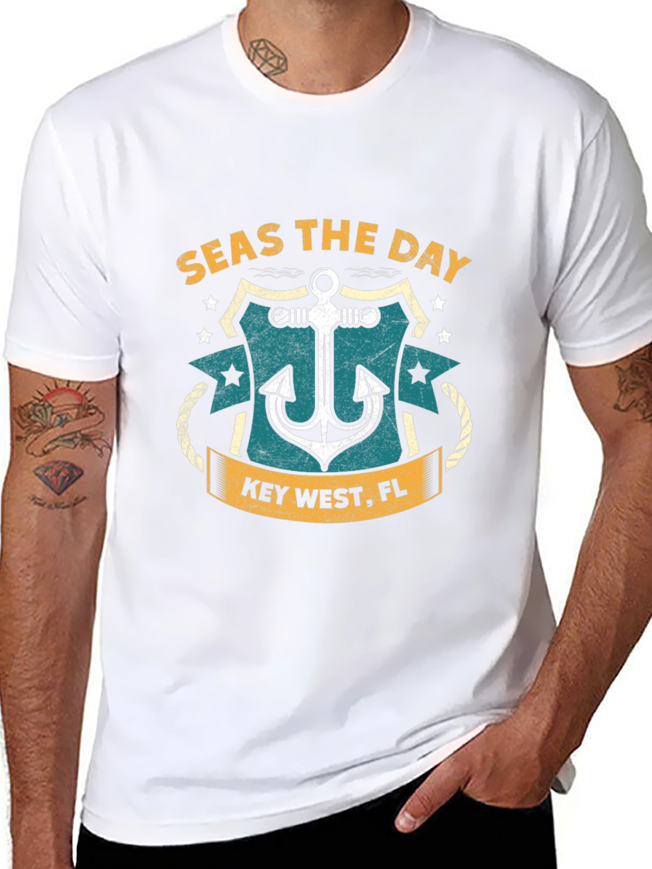 Seas The Day Anchor Graphic T-Shirt