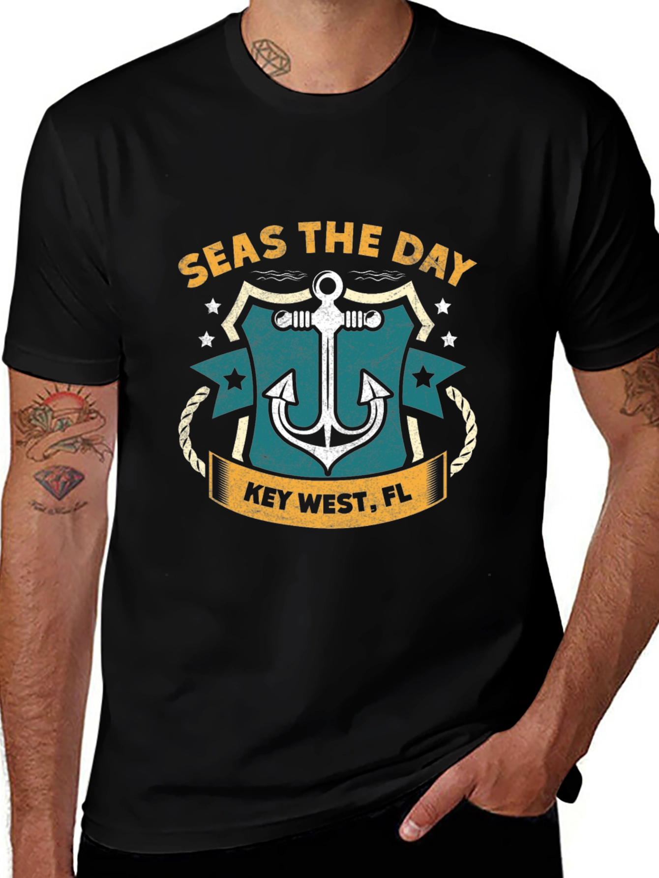 Seas The Day Anchor Graphic T-Shirt