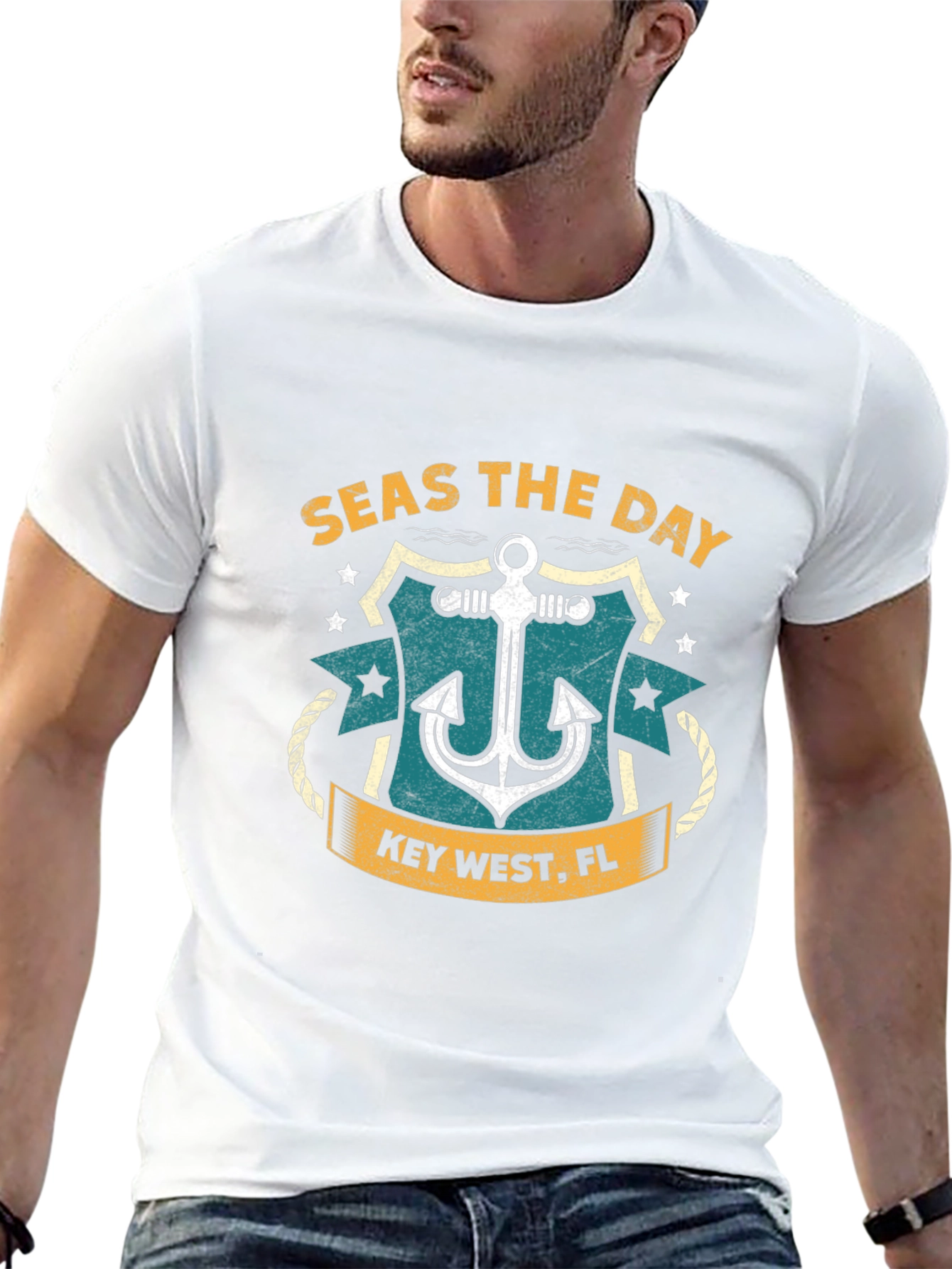 Seas The Day Anchor Graphic T-Shirt