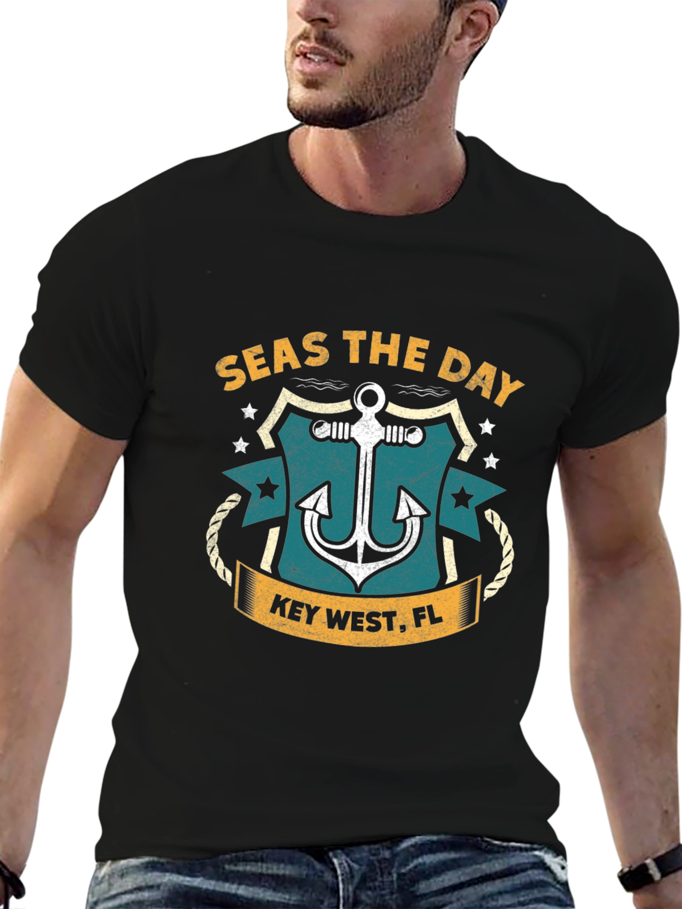Seas The Day Anchor Graphic T-Shirt