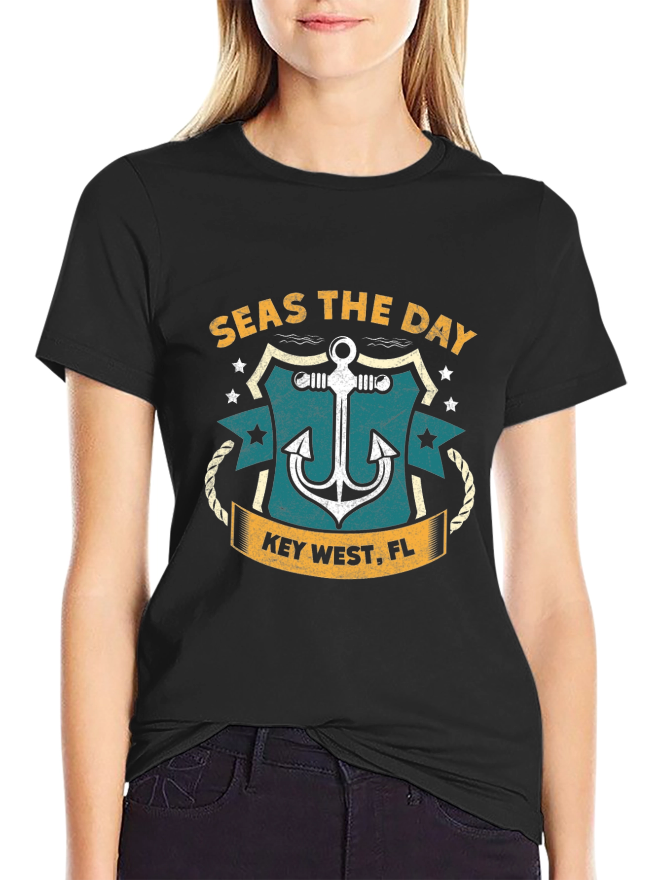 Seas The Day Anchor Graphic T-Shirt