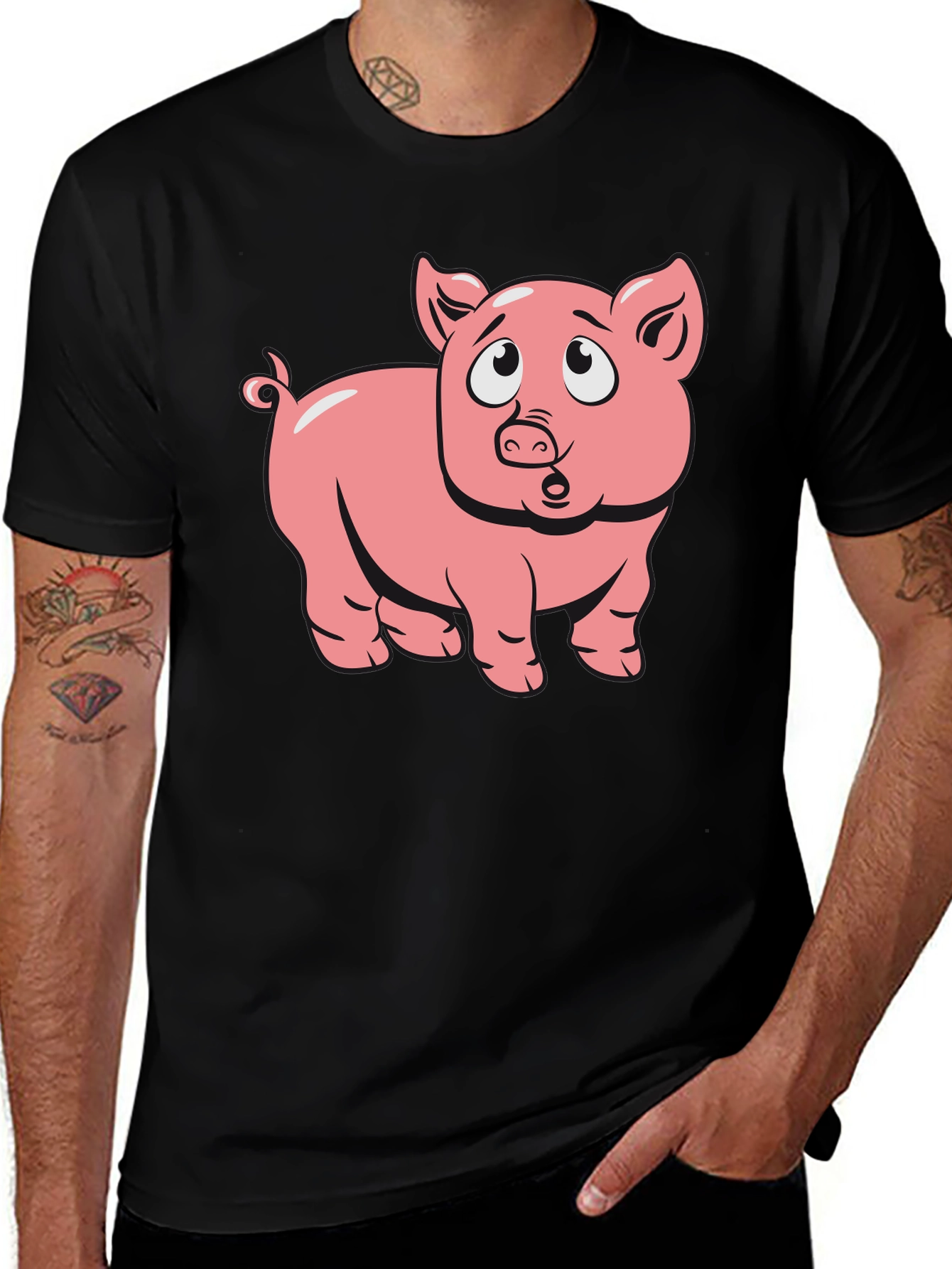 Pig Cartoon Graphic T-Shirt