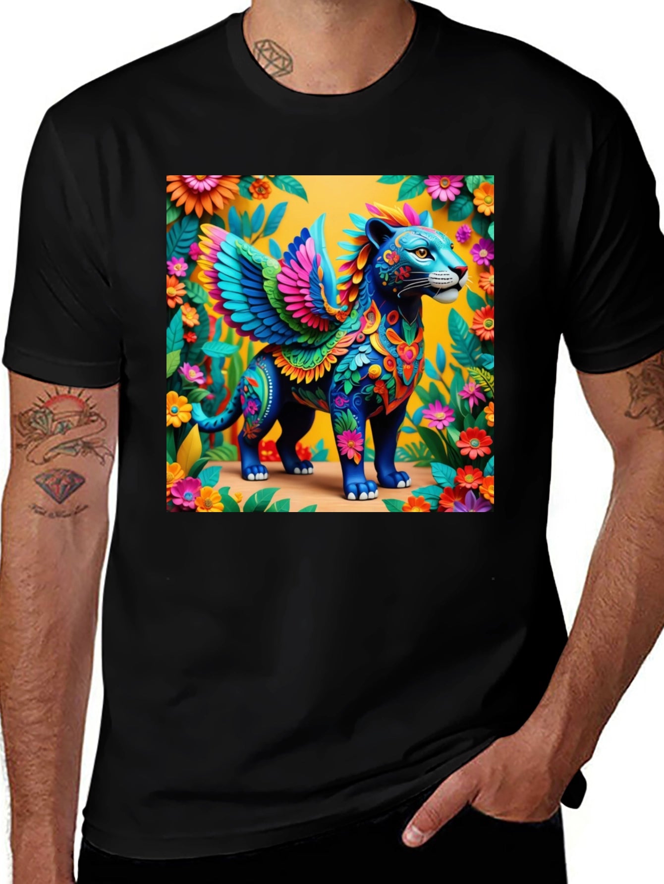 Fantasy Winged Cat Graphic Tee