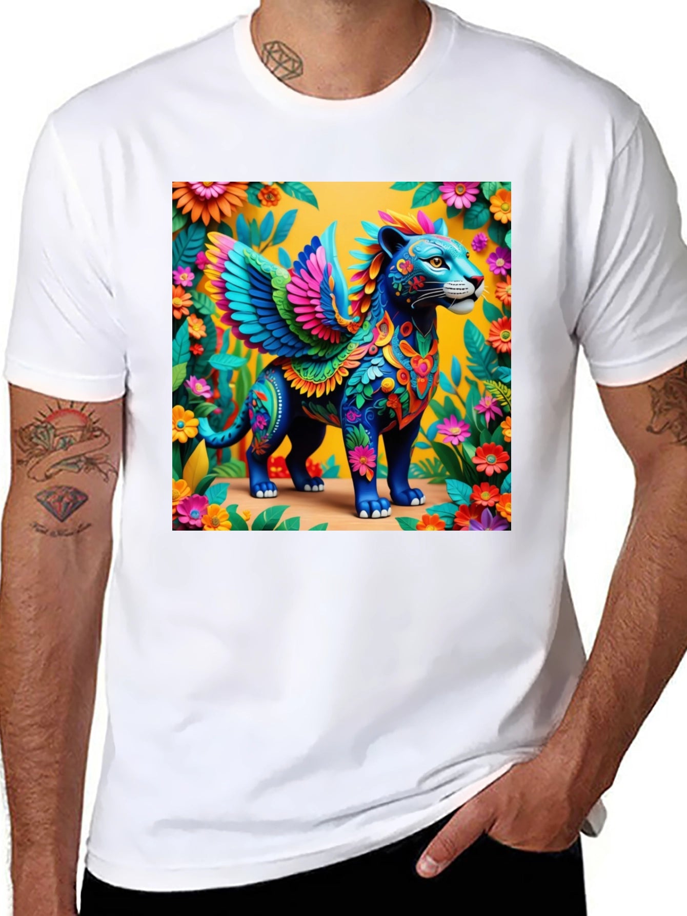Fantasy Winged Cat Graphic Tee
