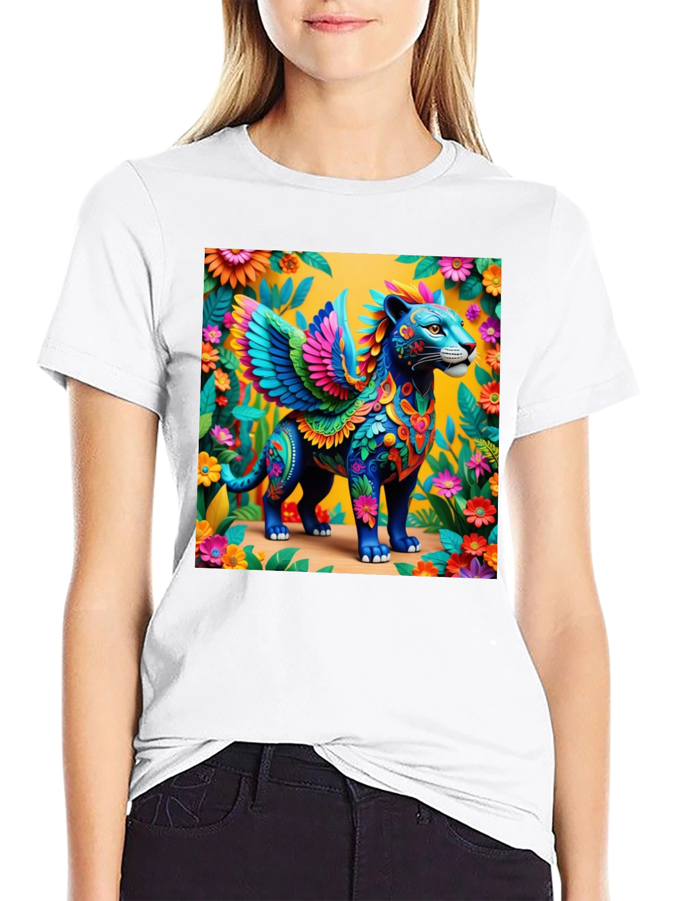Fantasy Winged Cat Graphic Tee