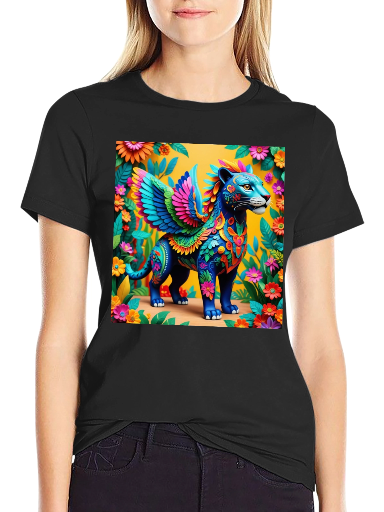 Fantasy Winged Cat Graphic Tee
