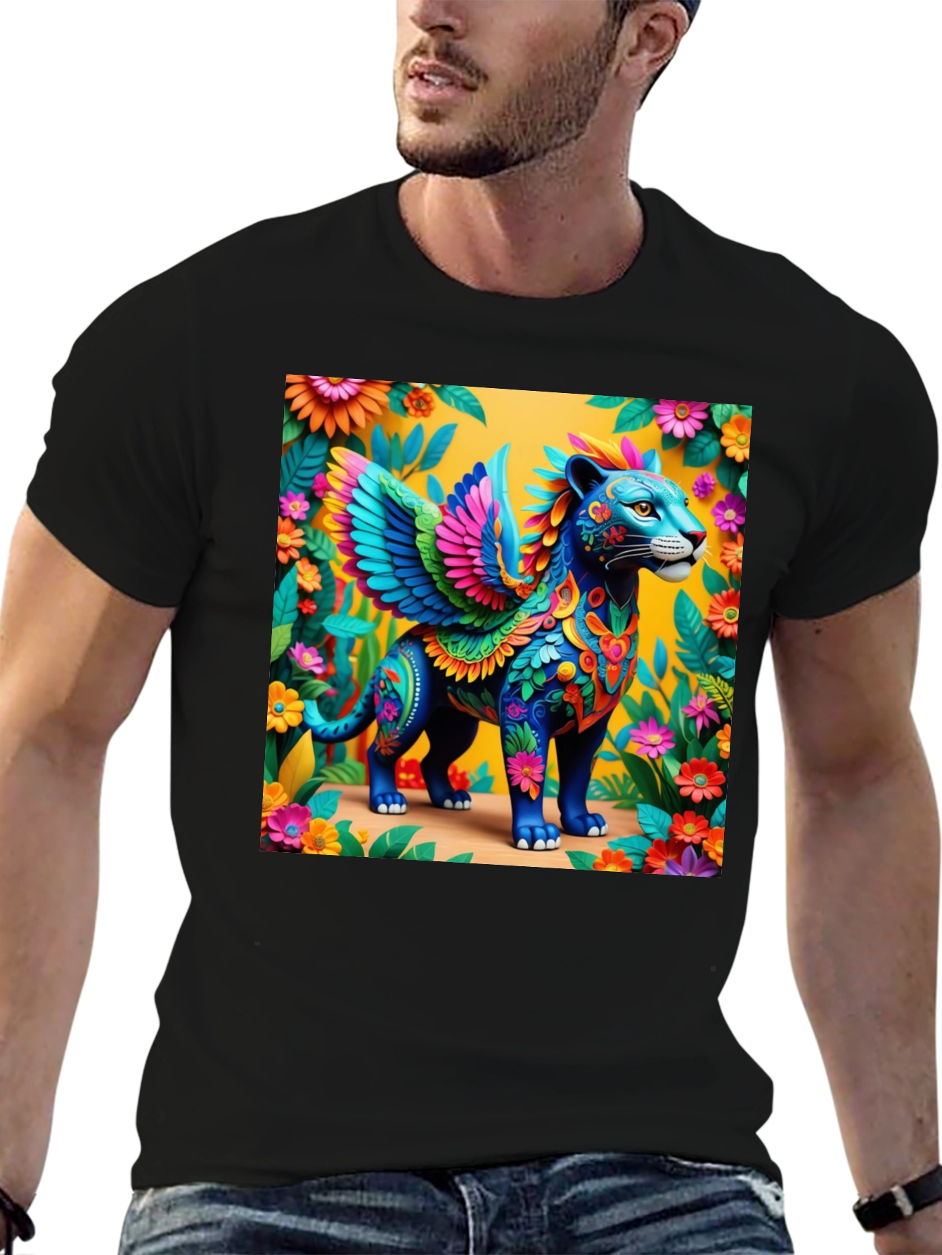 Fantasy Winged Cat Graphic Tee