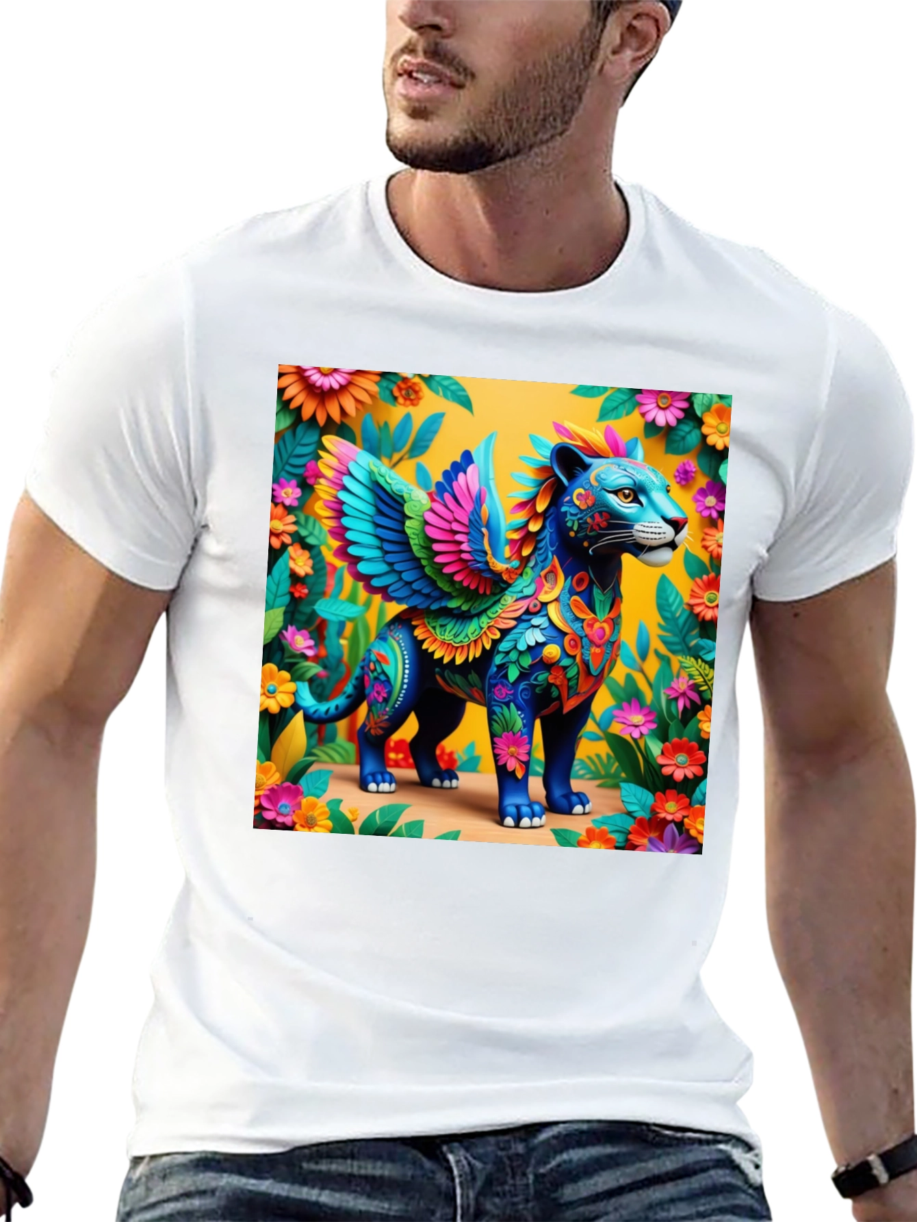 Fantasy Winged Cat Graphic Tee