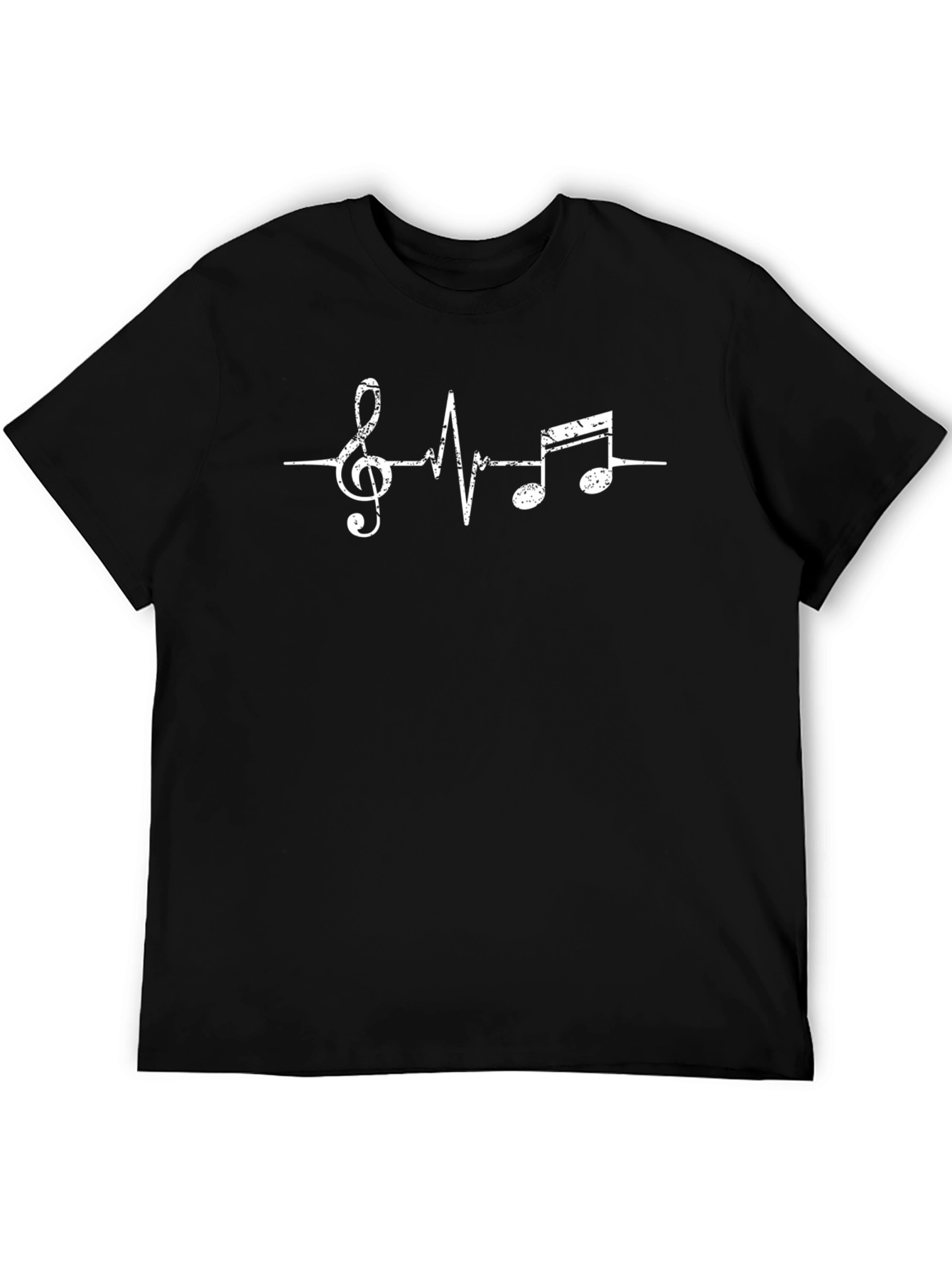 Music Lover T-Shirt - Treble Clef Heartbeat Graphic Tee