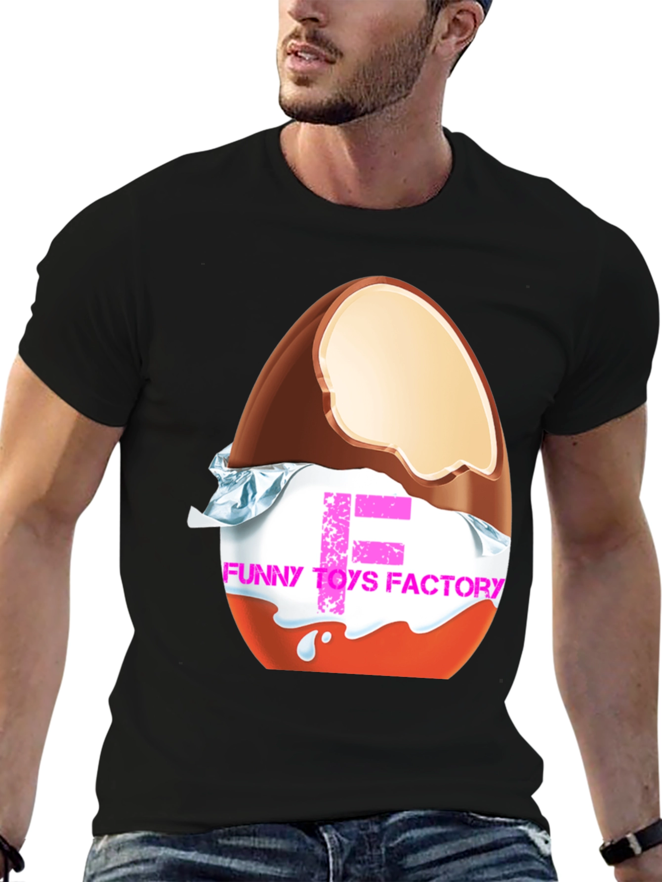 Funny Toys Factory T-Shirt - Chocolate Egg Design