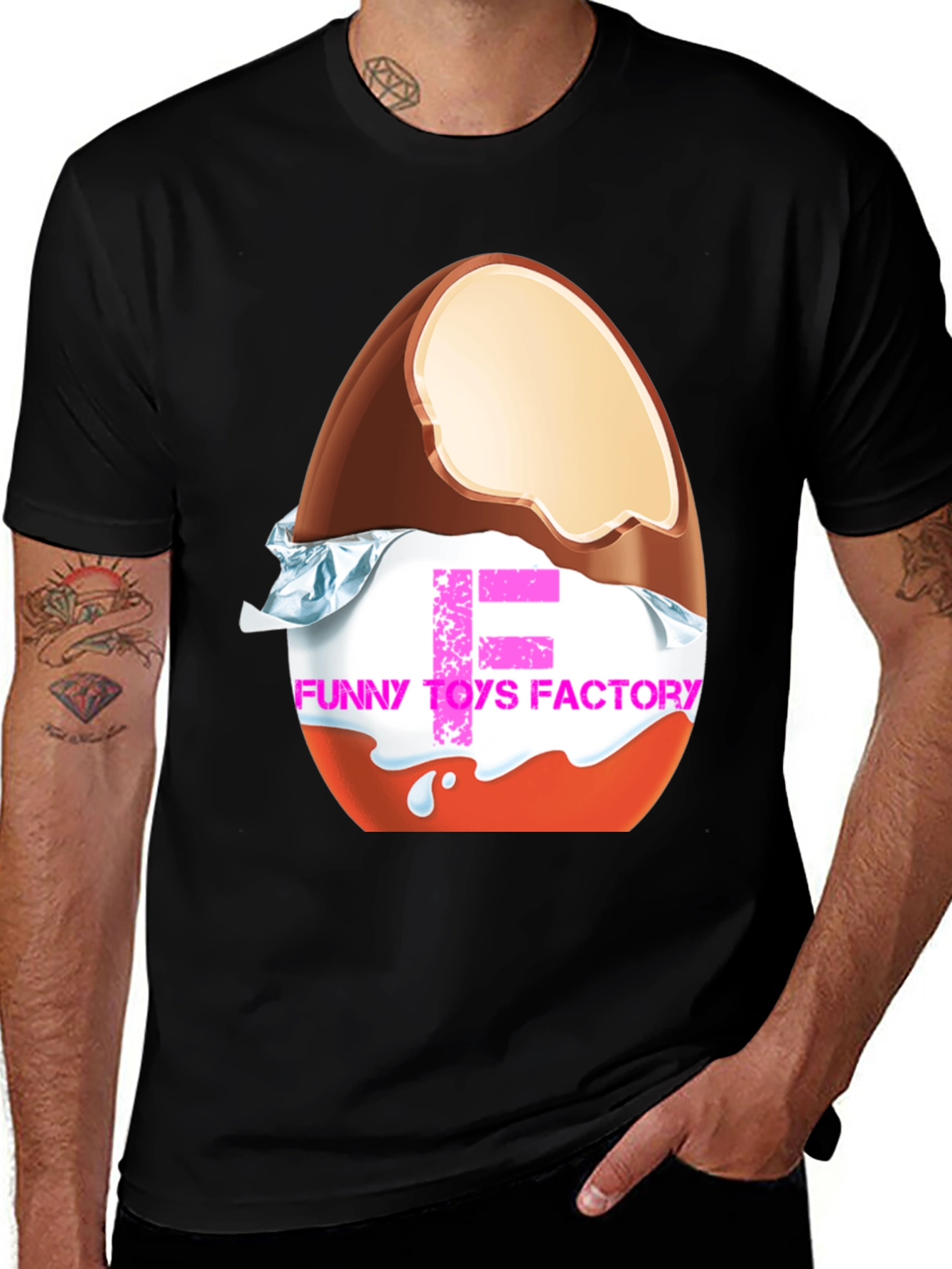 Funny Toys Factory T-Shirt - Chocolate Egg Design