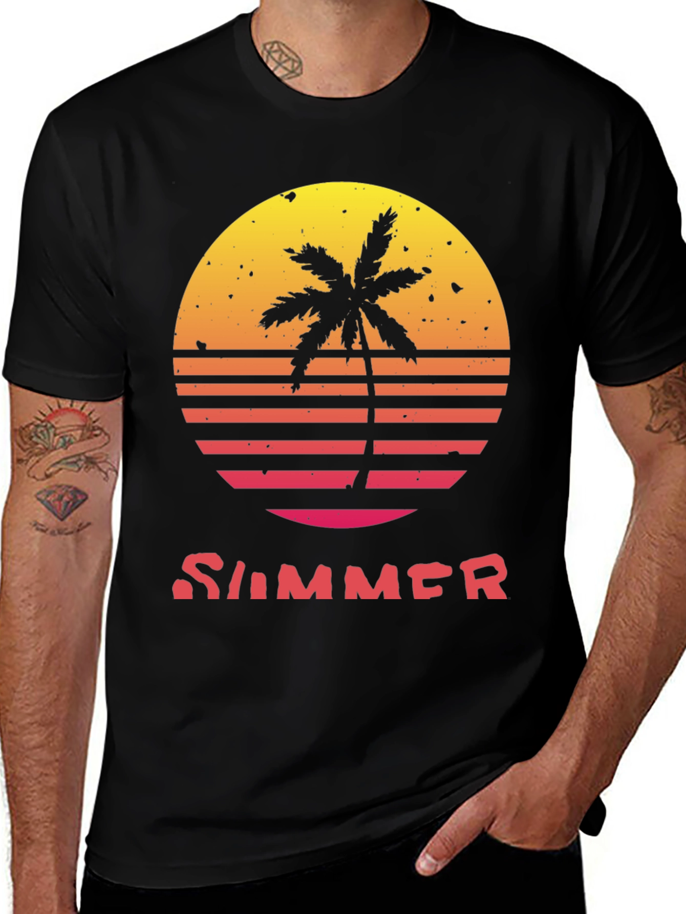 Summer Sunset Palm Tree Graphic Tee