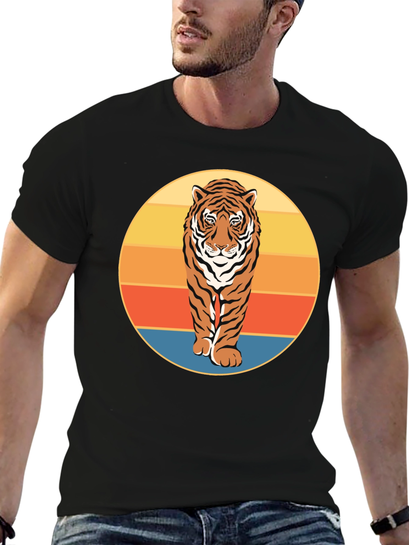 Retro Tiger Graphic Tee - Black
