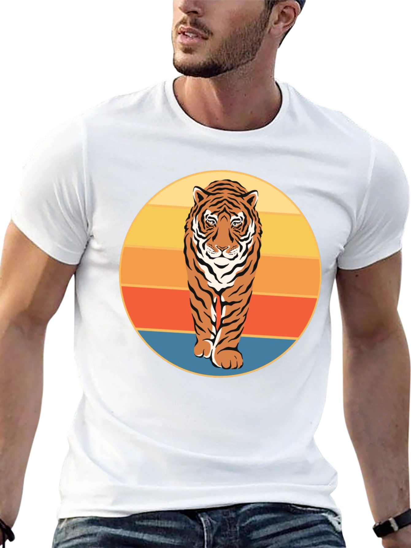 Retro Tiger Graphic Tee - Black