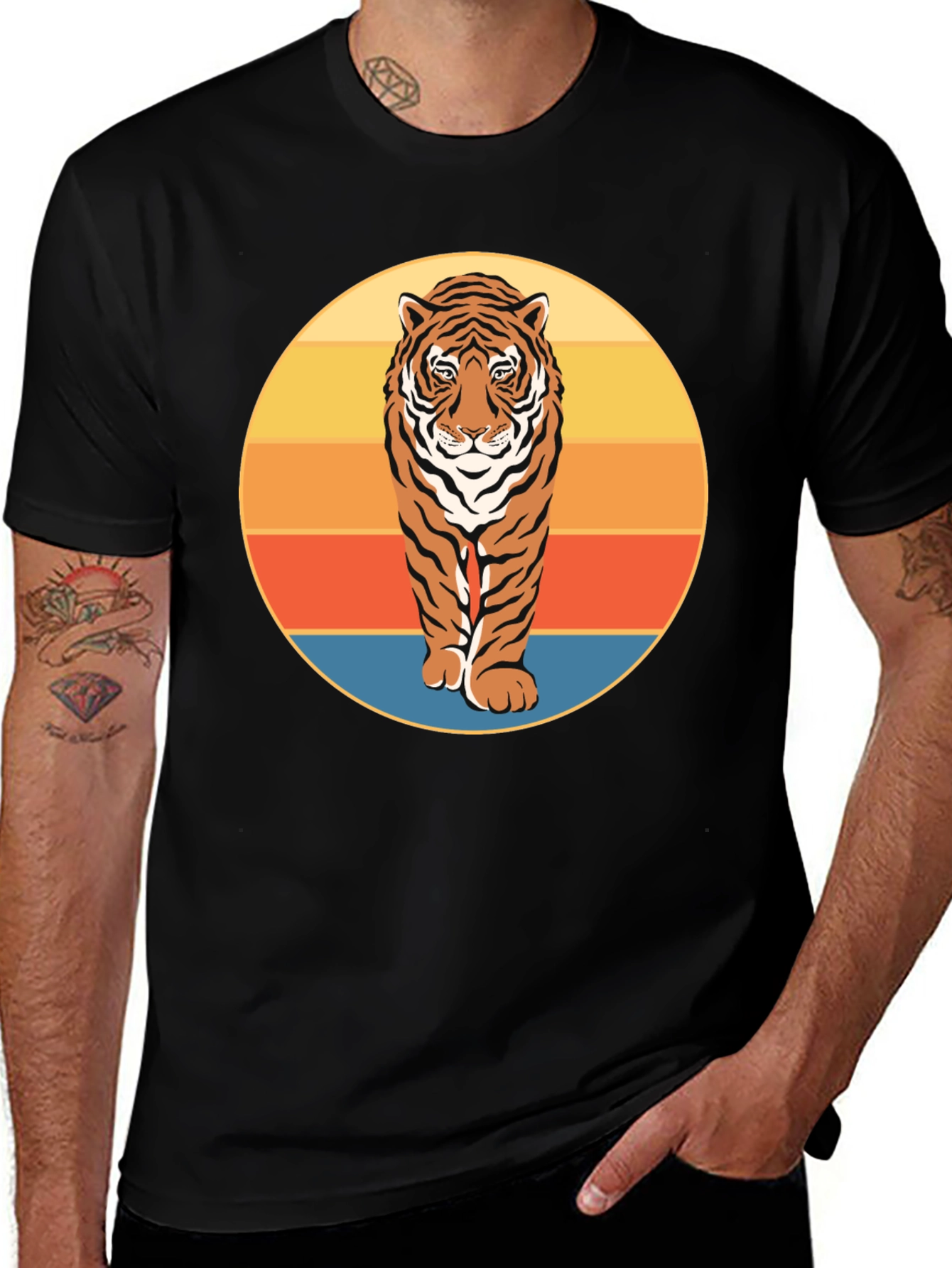 Retro Tiger Graphic Tee - Black