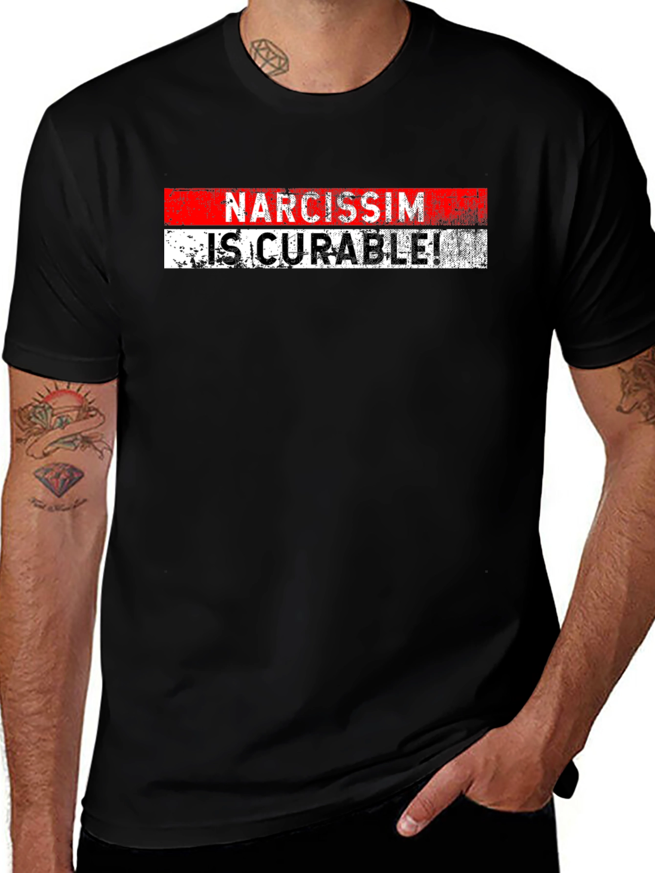 Narcissim is Curable Tee - Black Graphic T-Shirt