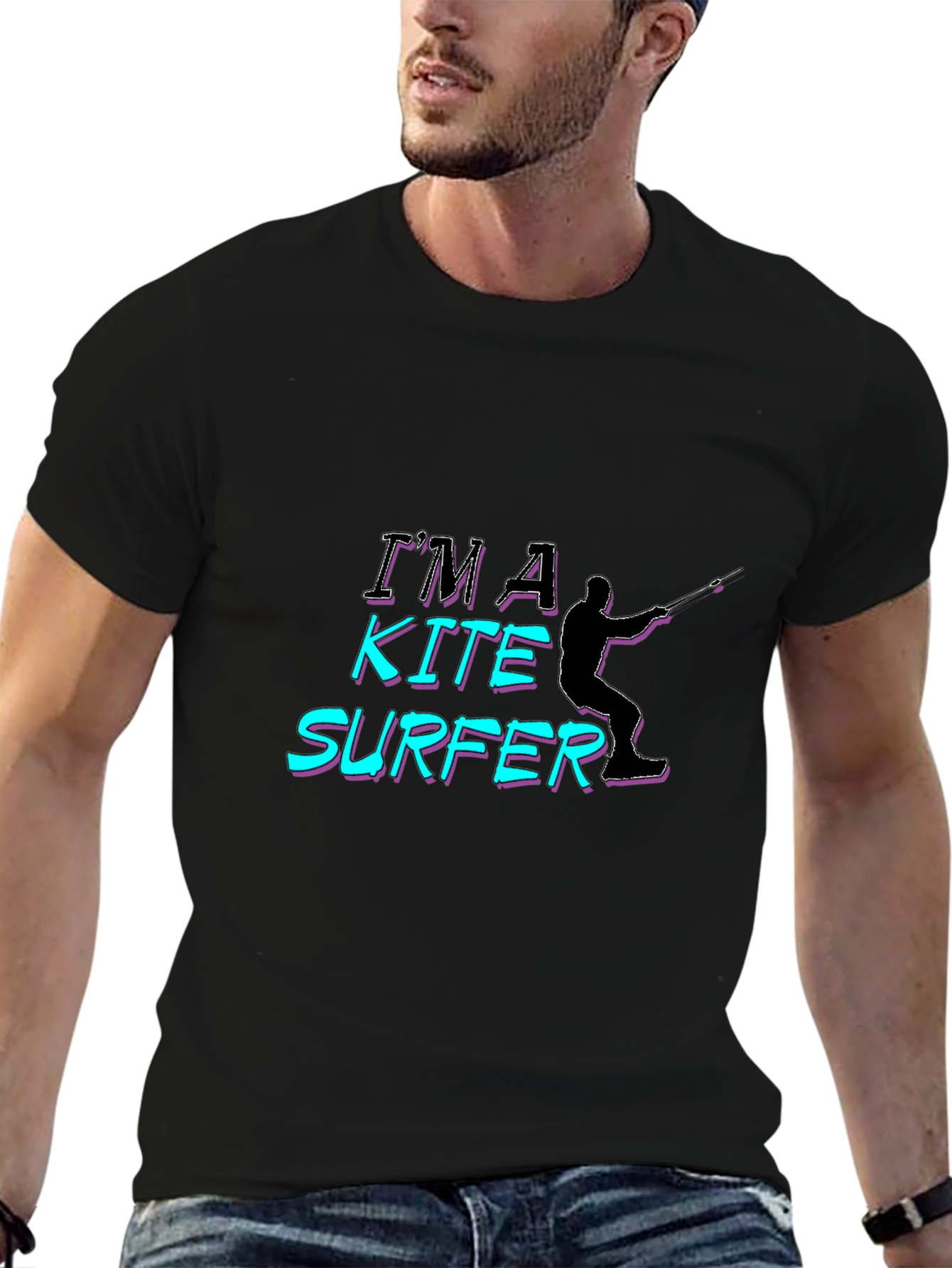 Im A Kite Surfer Black T-Shirt