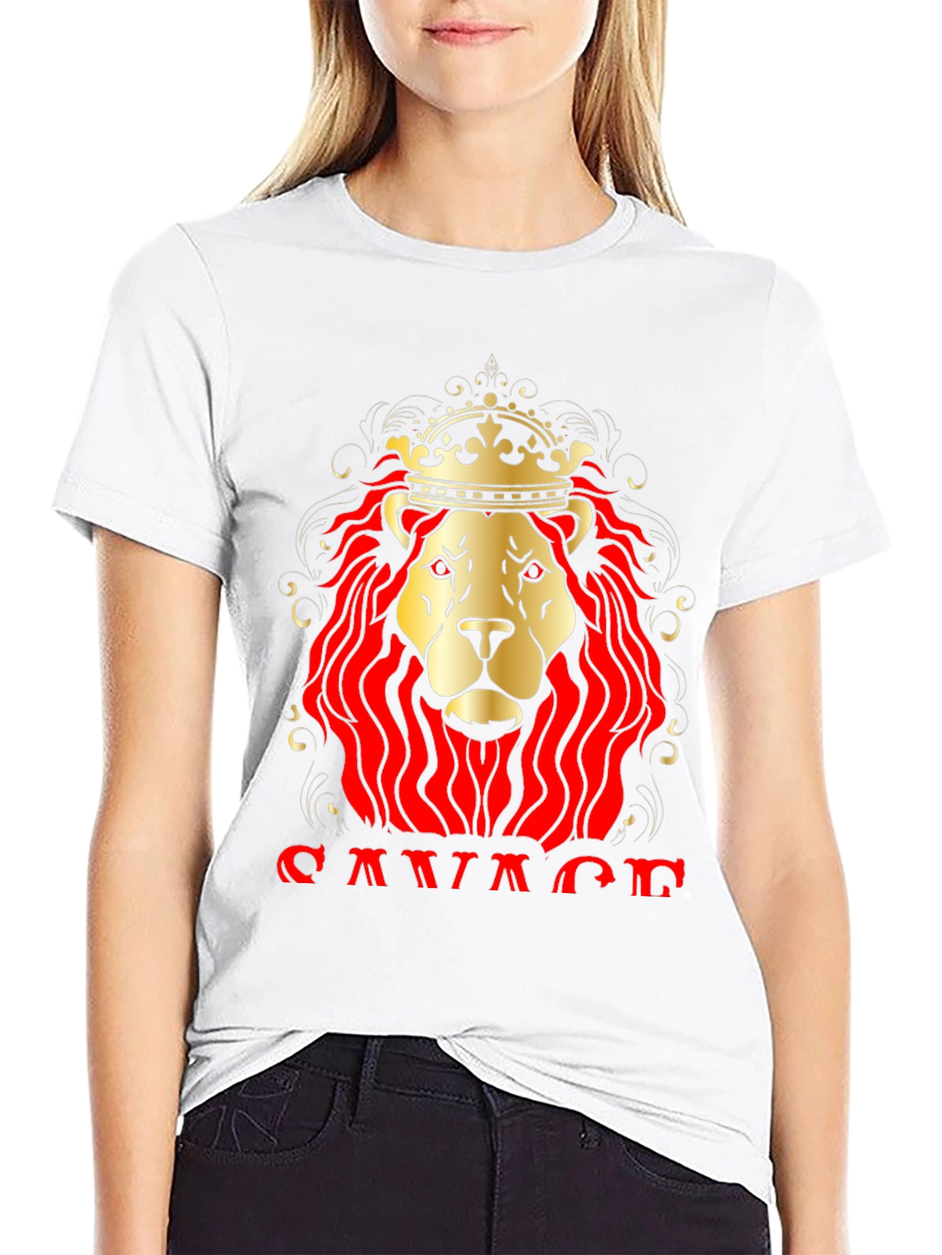 Savage Lion King Graphic T-Shirt