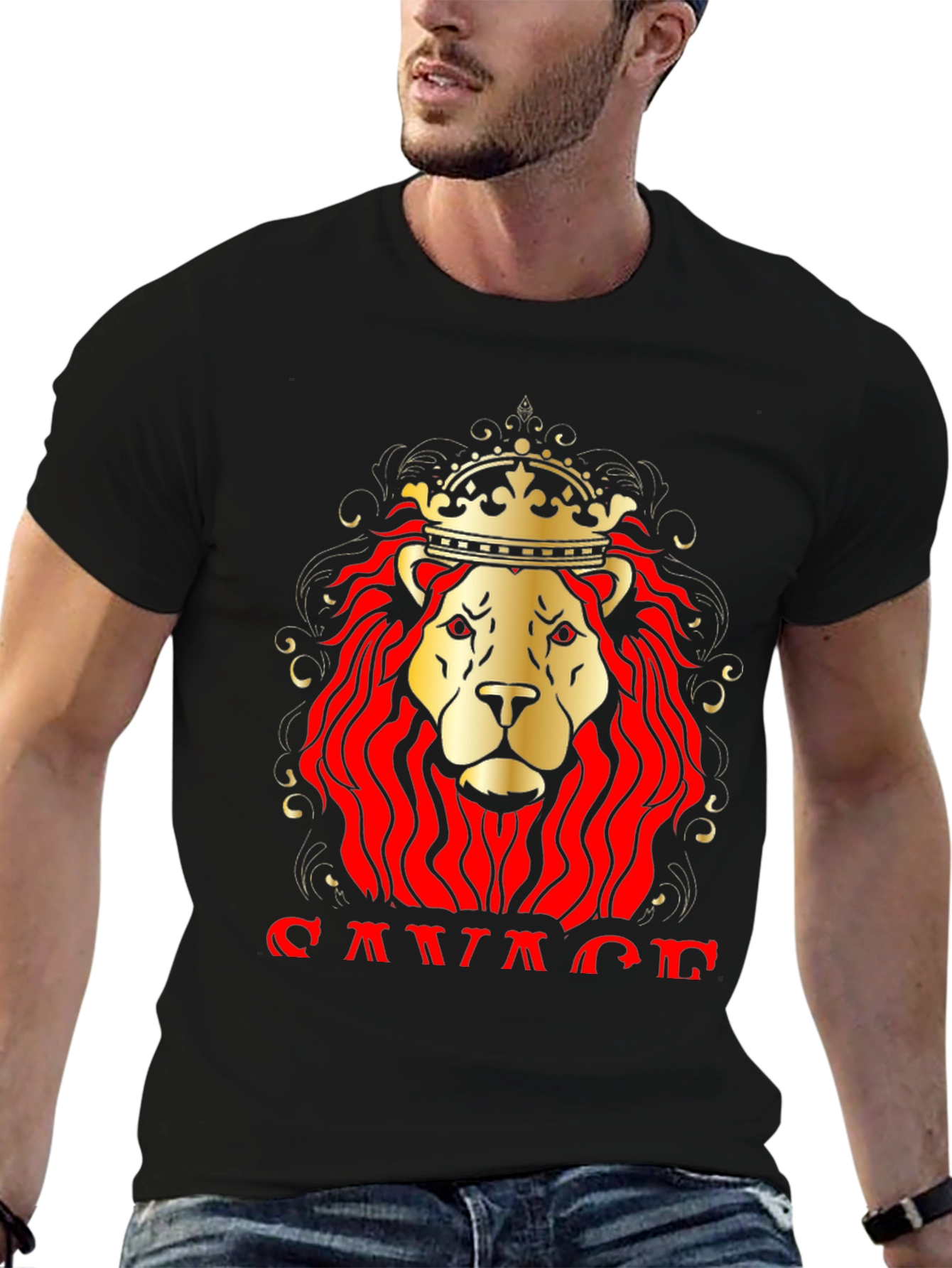 Savage Lion King Graphic T-Shirt