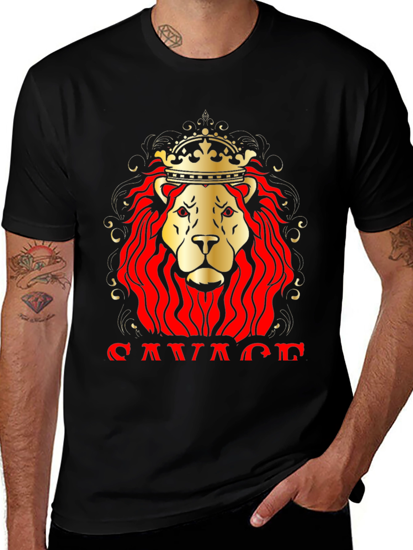 Savage Lion King Graphic T-Shirt