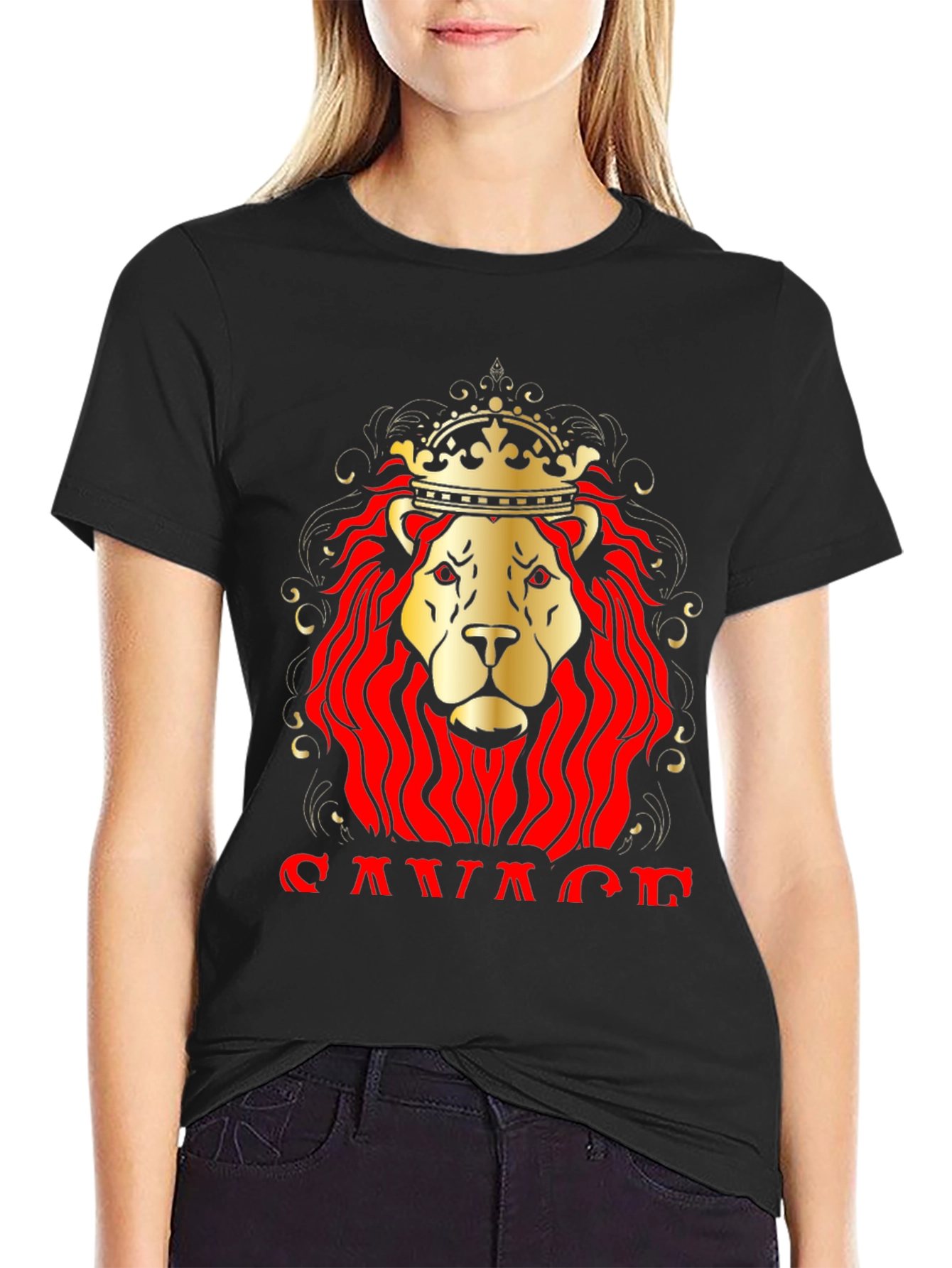 Savage Lion King Graphic T-Shirt