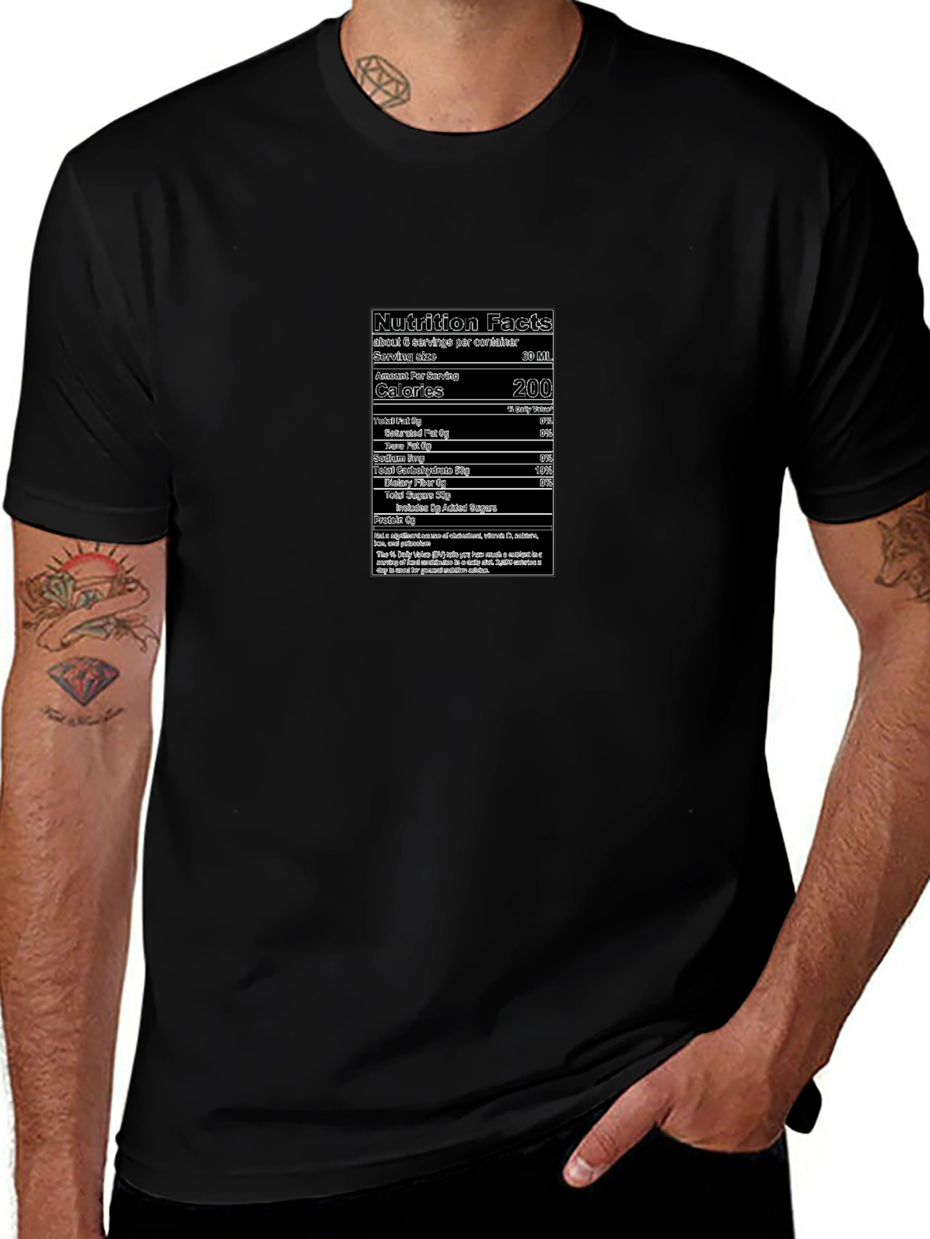 Nutrition Facts Graphic Black T-Shirt