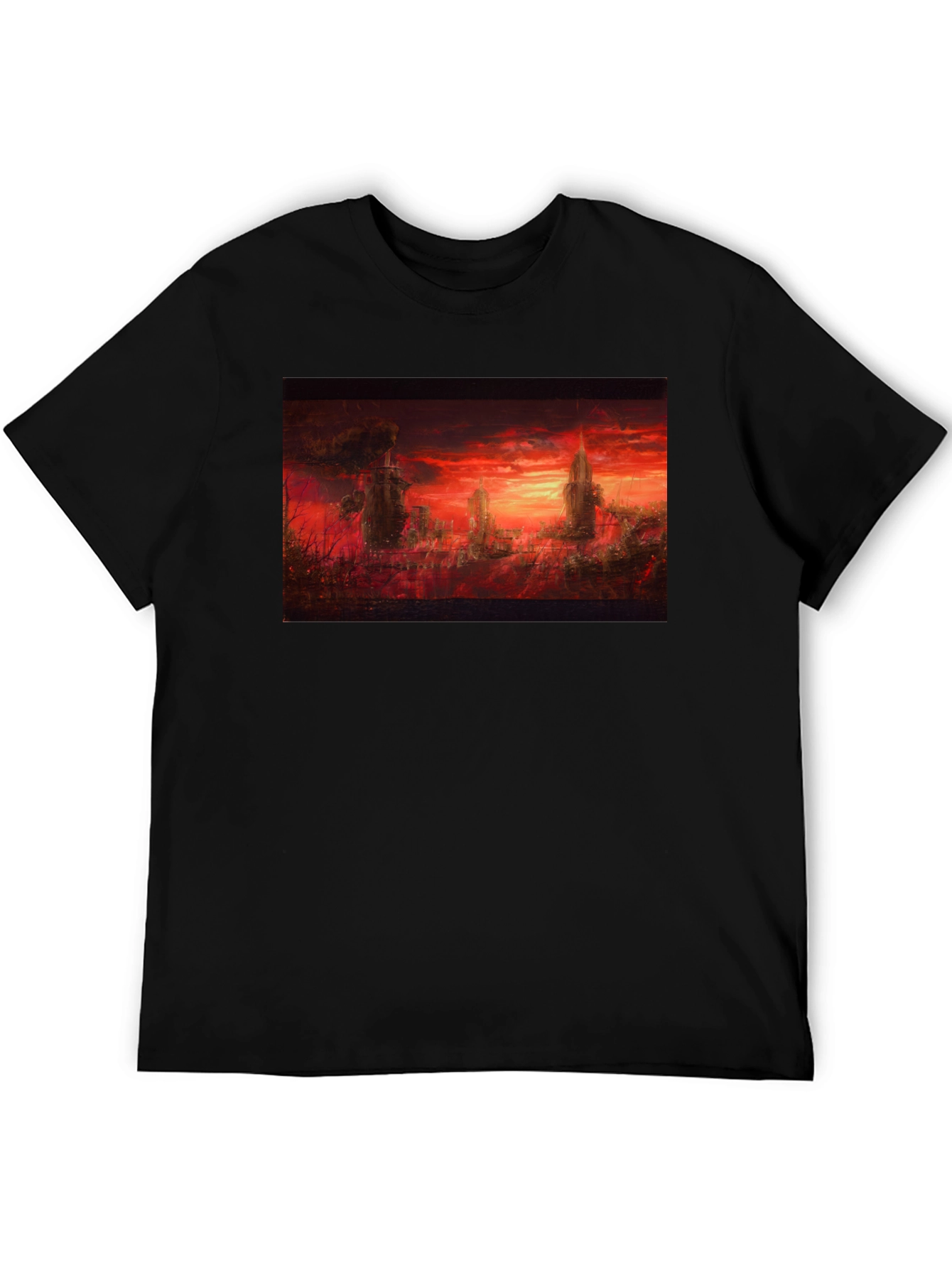 Inferno City Graphic Tee - Soft Black Cotton T-Shirt