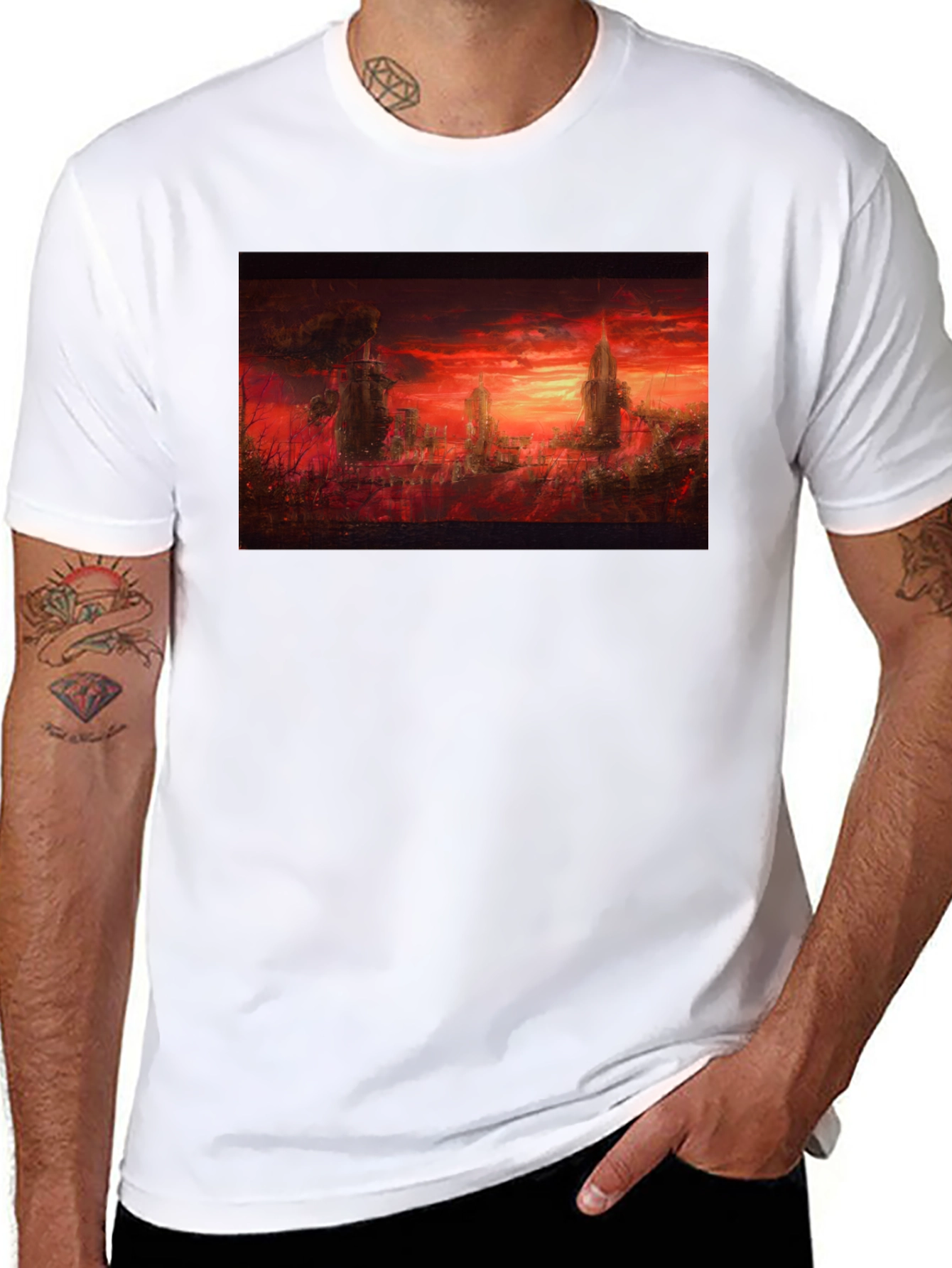 Inferno City Graphic Tee - Soft Black Cotton T-Shirt