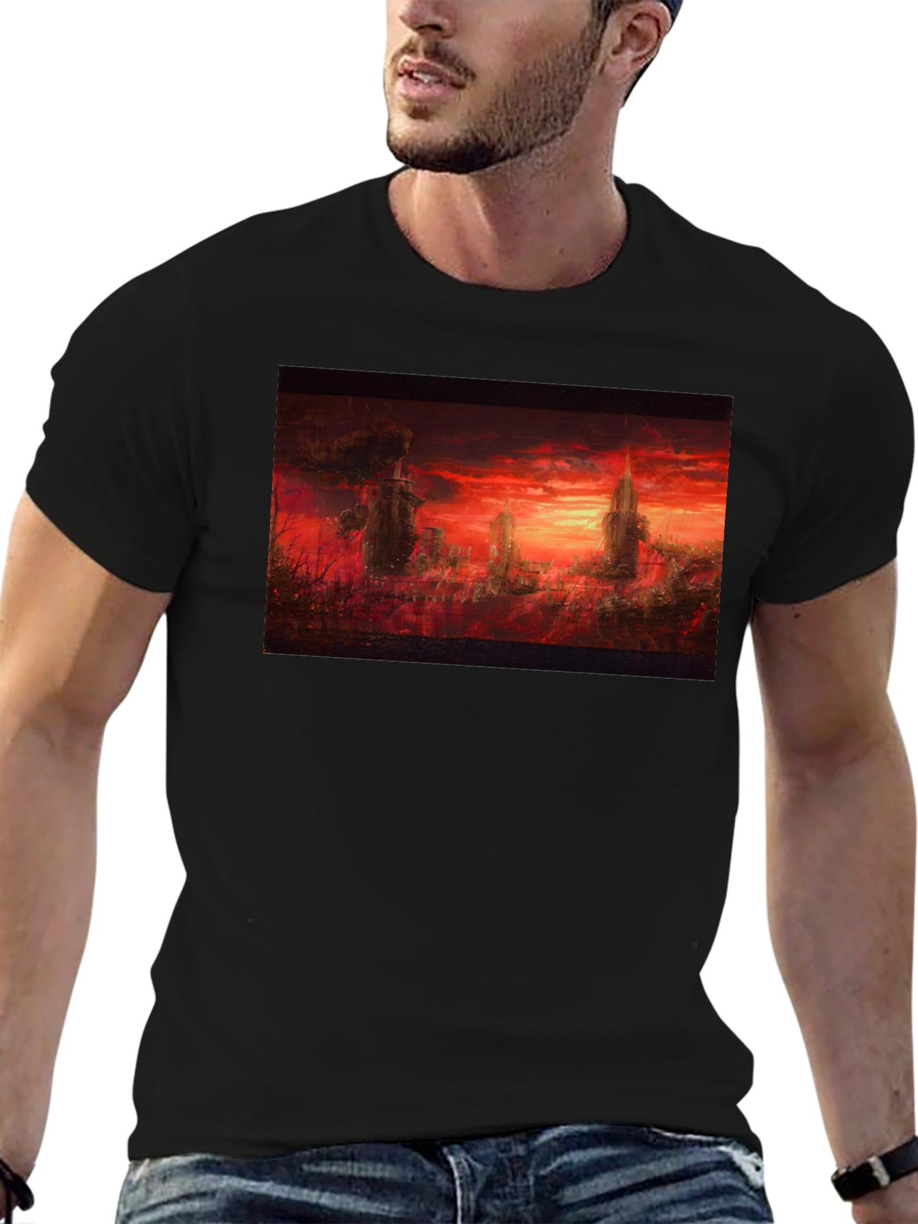 Inferno City Graphic Tee - Soft Black Cotton T-Shirt